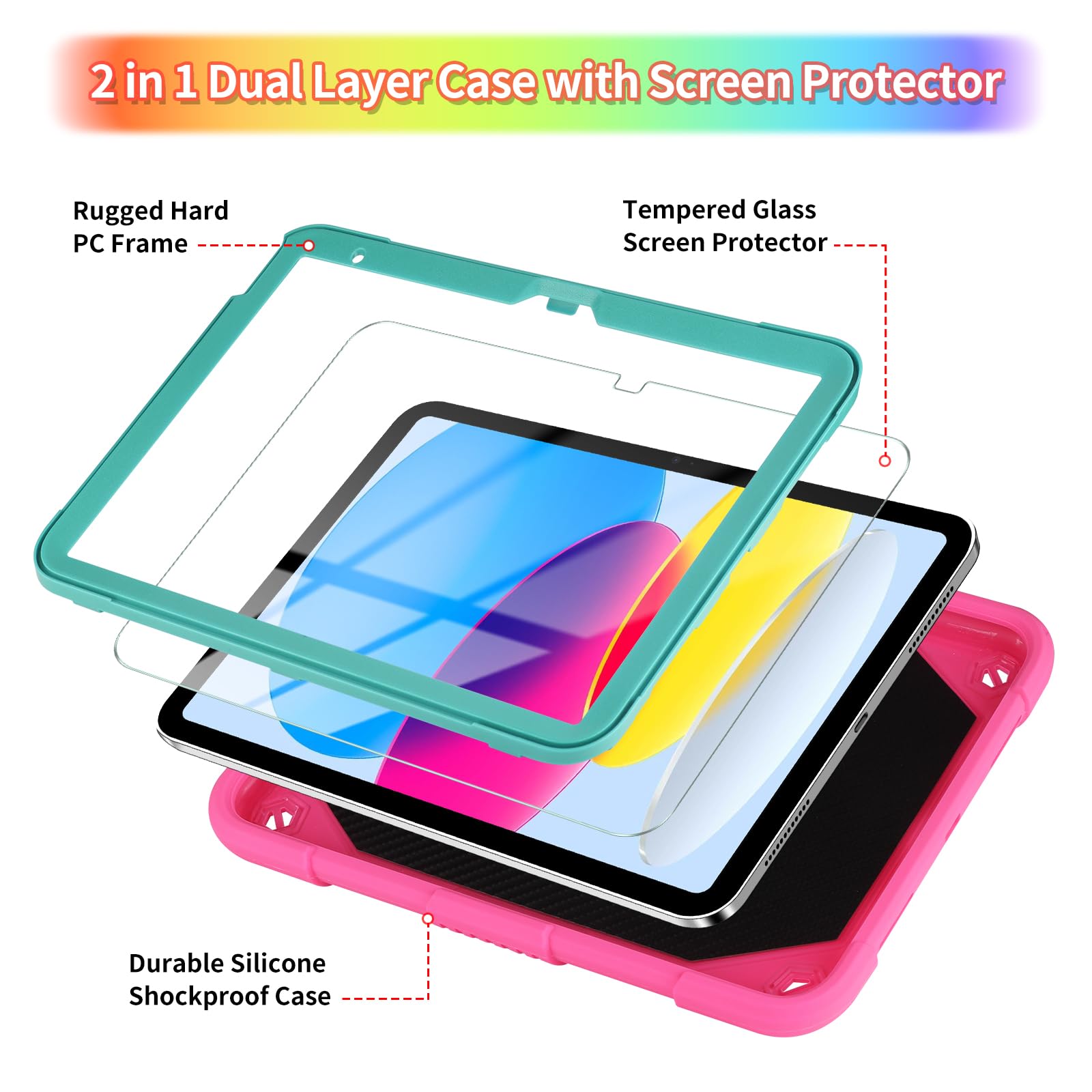 Wesadn For Ipad 10Th Generation Case 2022 For Kids Girls With Screen Protector/Butterfly Kickstand/Lanyard/Keychain/Pencil Holde