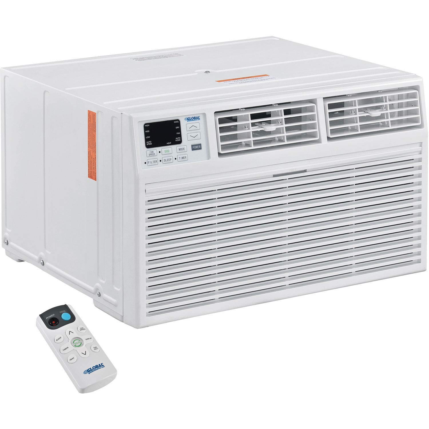 Global Industrial 8,000 BTU Through The Wall Air Conditioner, Cool with Heat, 115V