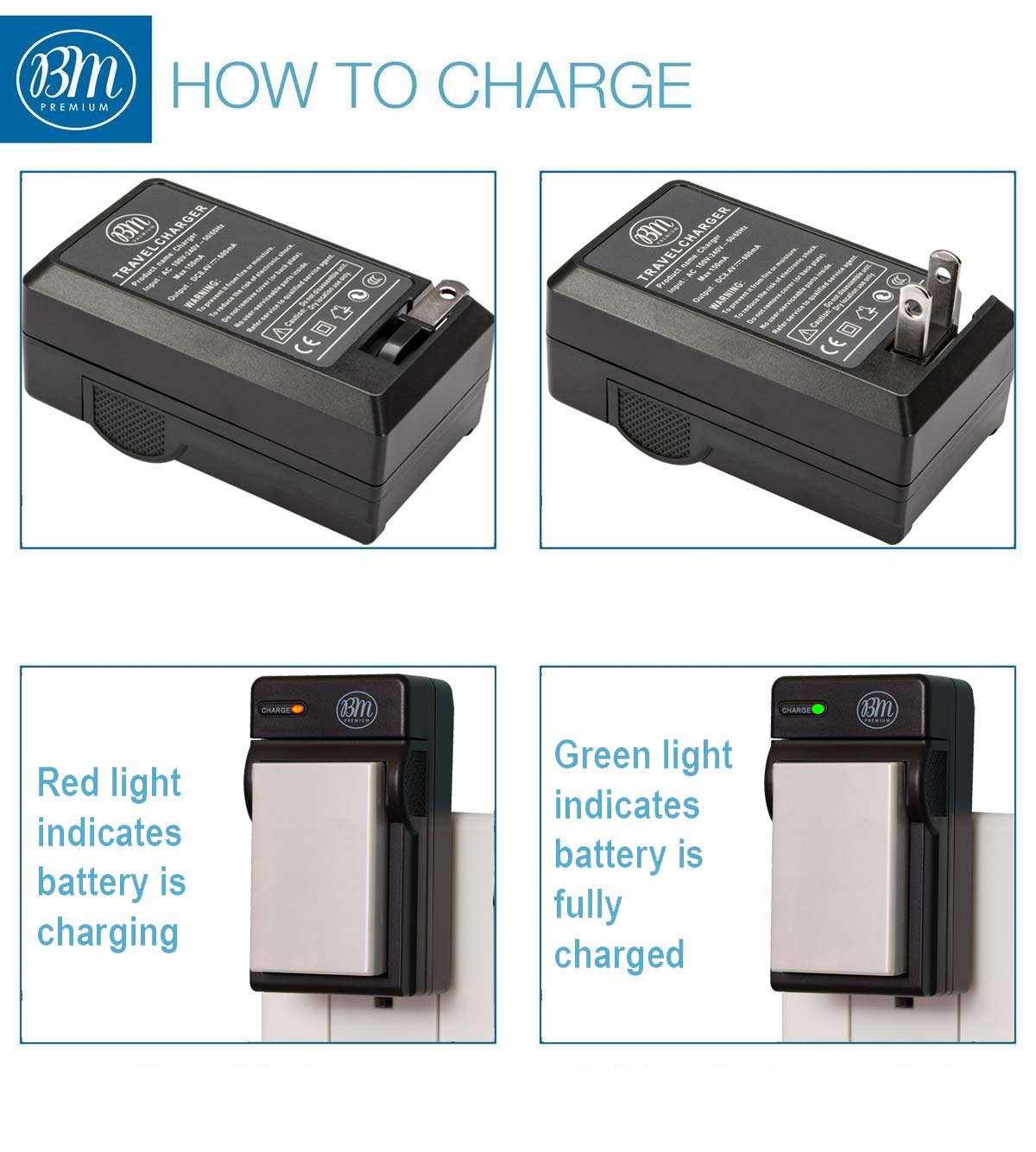 BM Premium 2 Pack of EN EL5 Batteries and Battery Charger for Nikon Coolpix P80, P90, P100, P500, P510, P520, P530 Digital Camera