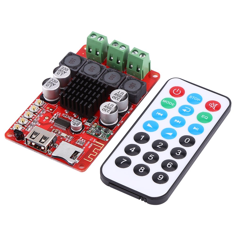 Hilitand 50W+50W Portable Audio Receiver Amplifier Board TF Card Decoder with Remote Control DC 8-26V