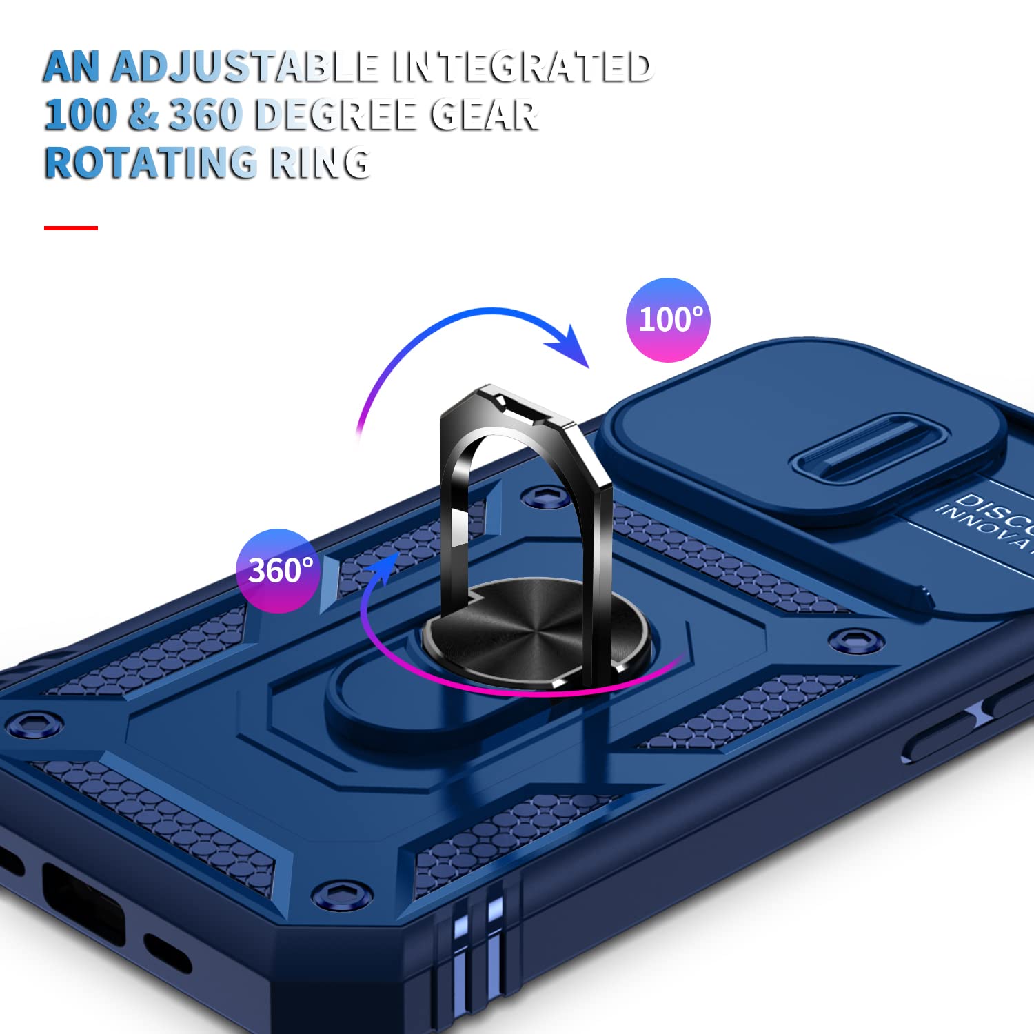 Pasnew For Iphone 15 Pro Max Case Military,360 Kickstand & Camera Slide Cover,Hard Shell Heavy Duty Full Body Shockproof,Magneti