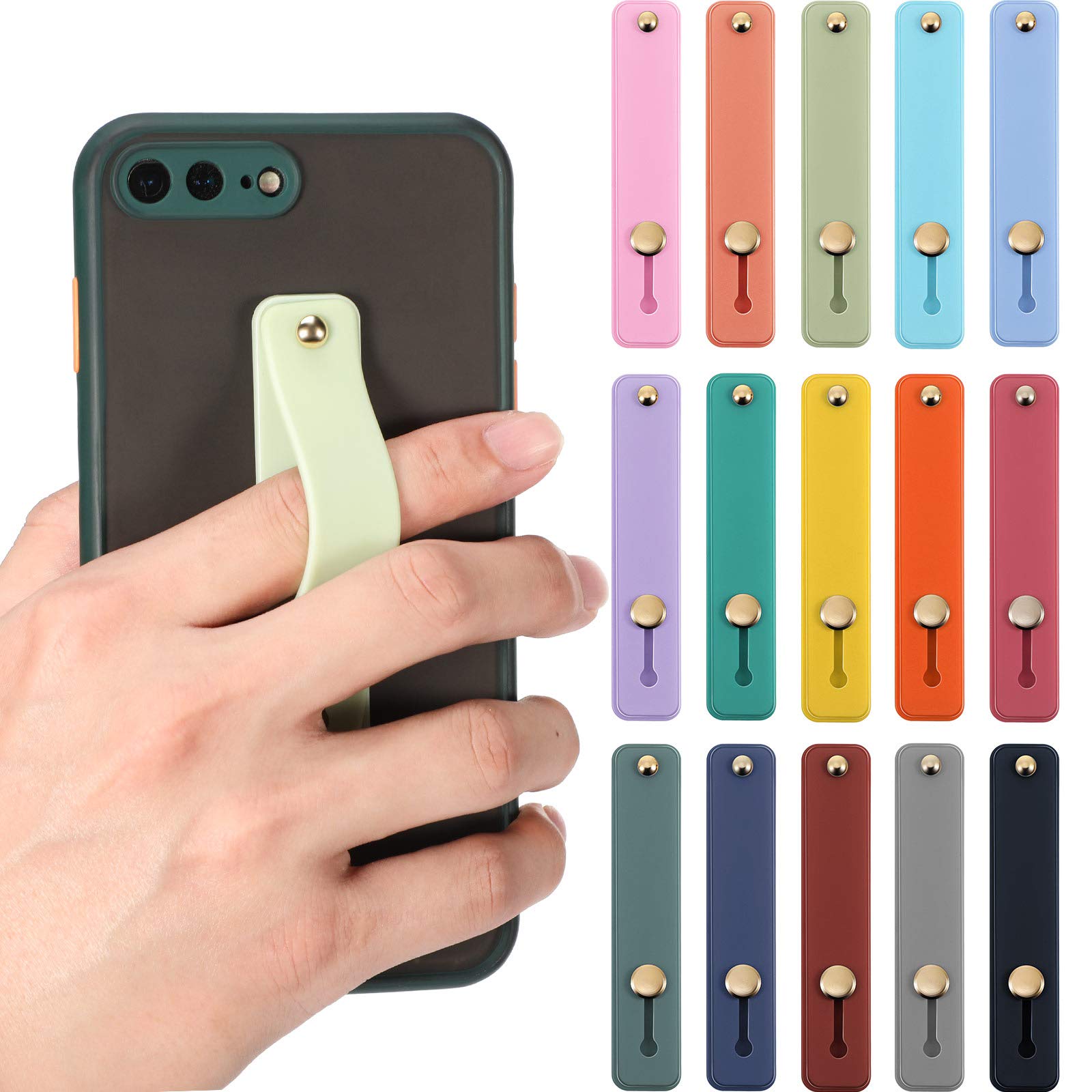 Weewooday 15 Pieces Phone Grip Strap Telescopic Finger Loop Finger Strap Holder Silicone Stretch Grip Stand for Most Mobile Phon