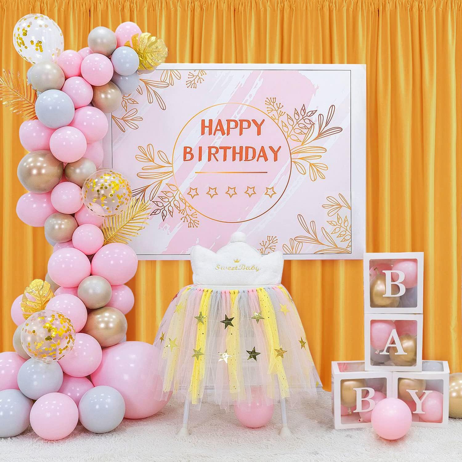 Hiasan Orange Yellow Backdrop Curtains For Parties, Polyester Photography Backdrop Drapes For Family Gatherings, Wedding Decorat