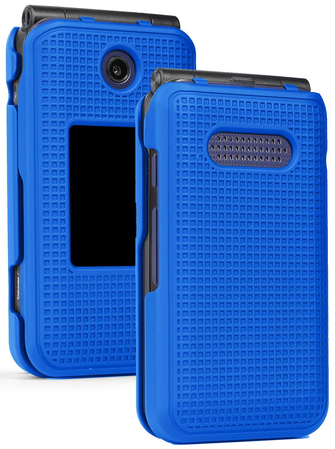 Nakedcellphone Case For Cingular Flip 4, Cricket Debut Case, [Cobalt Blue] Protective Snap-On Cover [Grid Texture] For Cricket D
