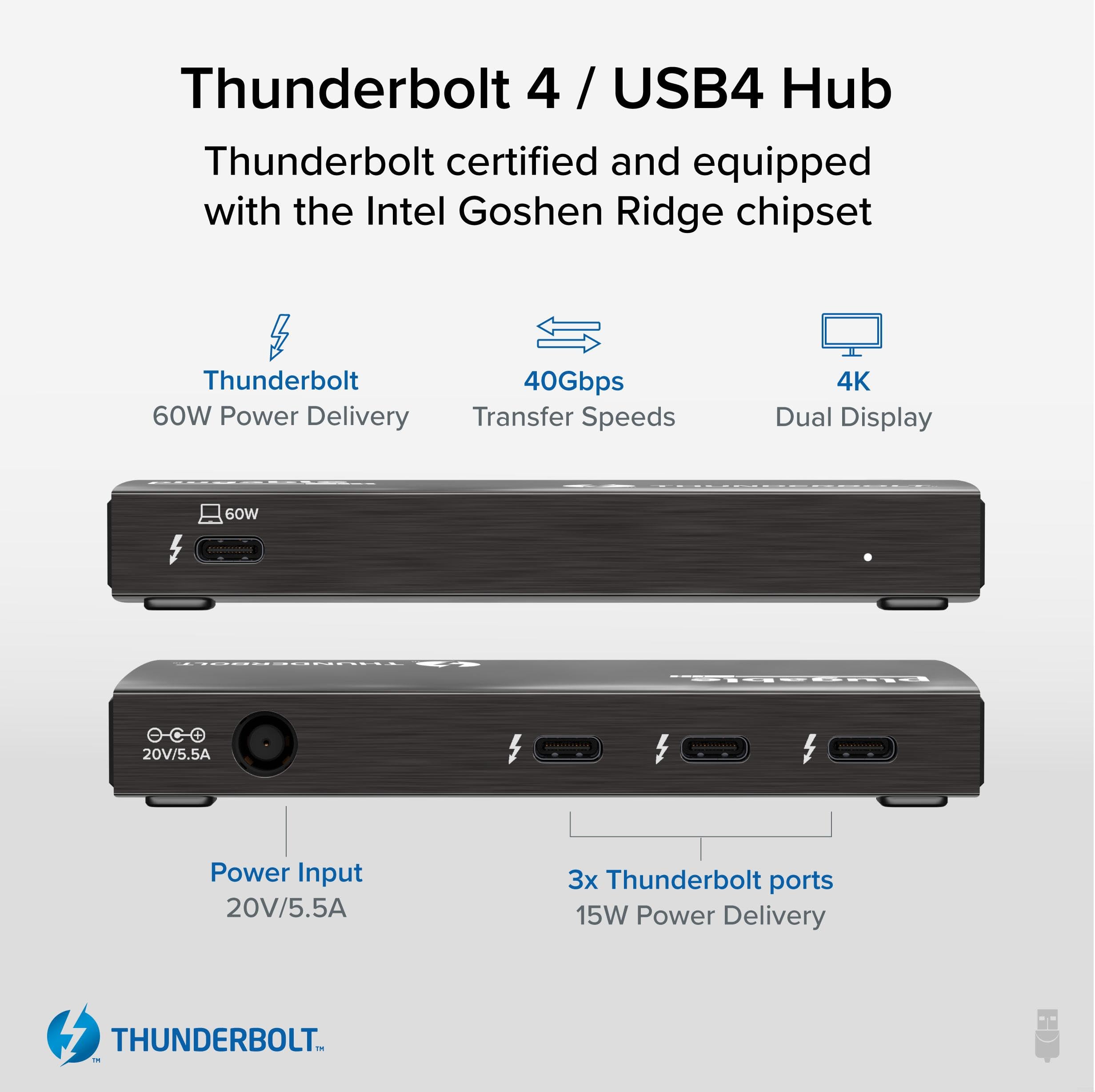 Plugable Thunderbolt 4 Hub, 4-In-1 Pure Usb-C Design, Includes Usb-C To 4K Hdmi Adapter, Laptop Charging, Compatible With Mac, W