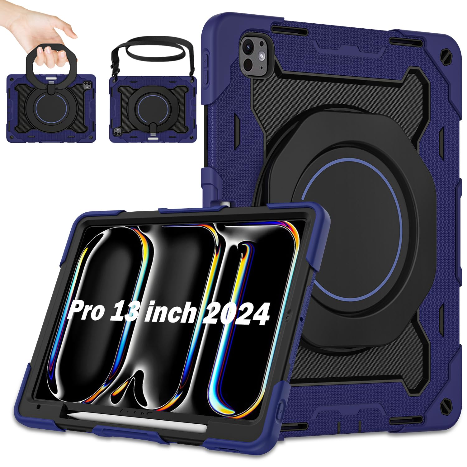 Roiskin For Ipad Pro 13 Inch Case 2024 M4 7Th Generation With Hd Screen Protector & Shoulder Strap & Pen Holder [15Ft Drop Prote