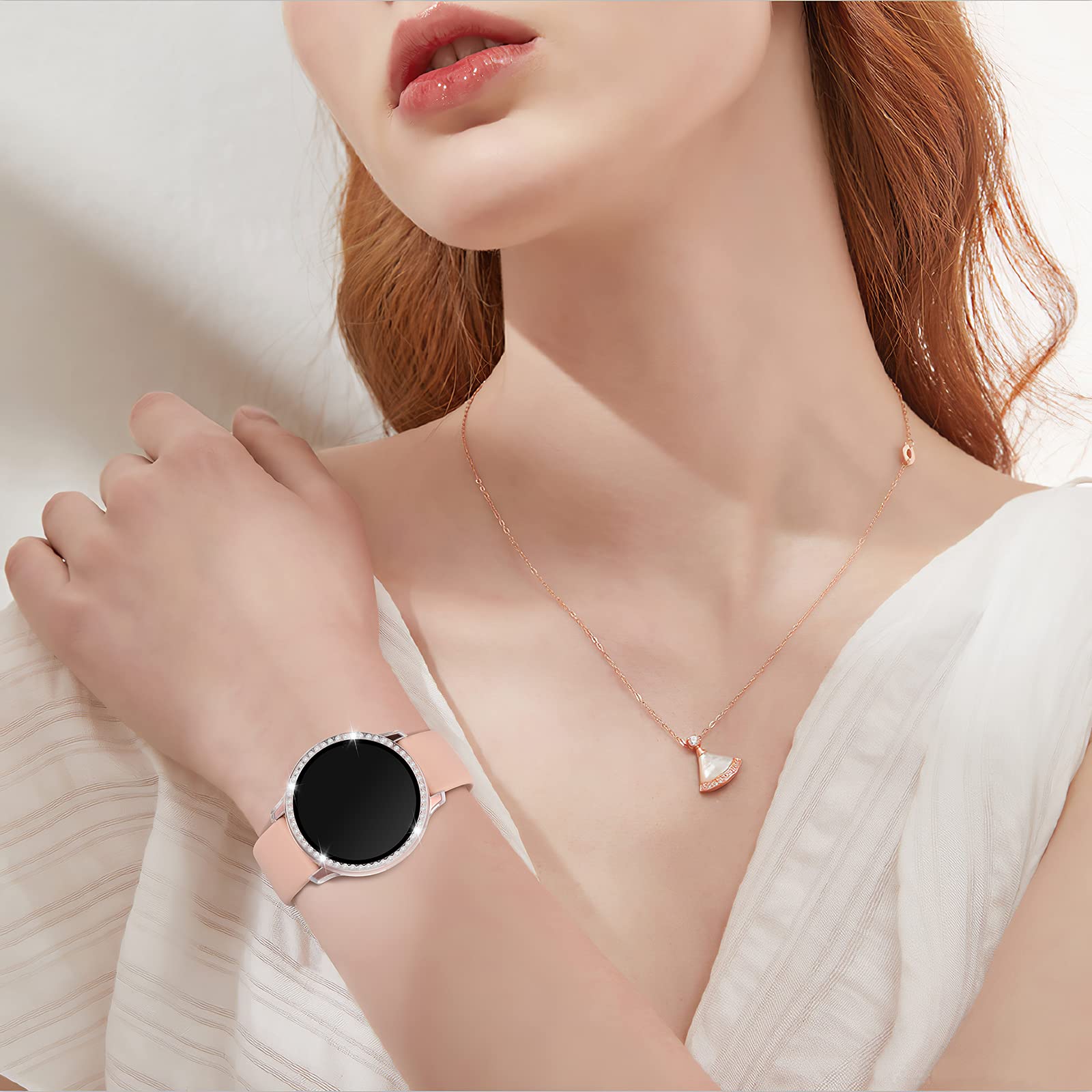 Geak 2 Pack Compatible With Samsung Active 2 Watch Case 40Mm, Pc Plating Protective Frame Hd Screen Protector With Crystal Diamo