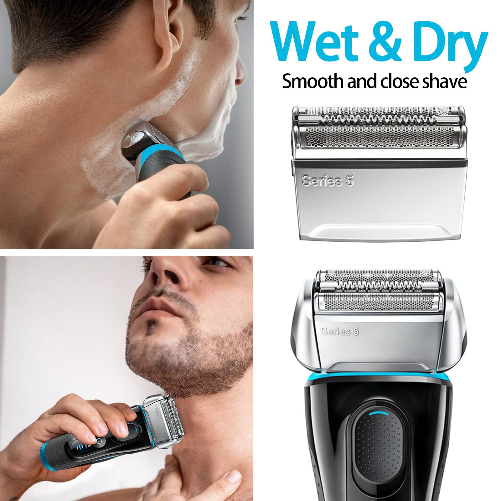 2Pack 52S Series 5 Foil And Cutter Replacement Head For Braun S5 Razors, Series 5 Wet And Dry Replacement Head Compatible With 5