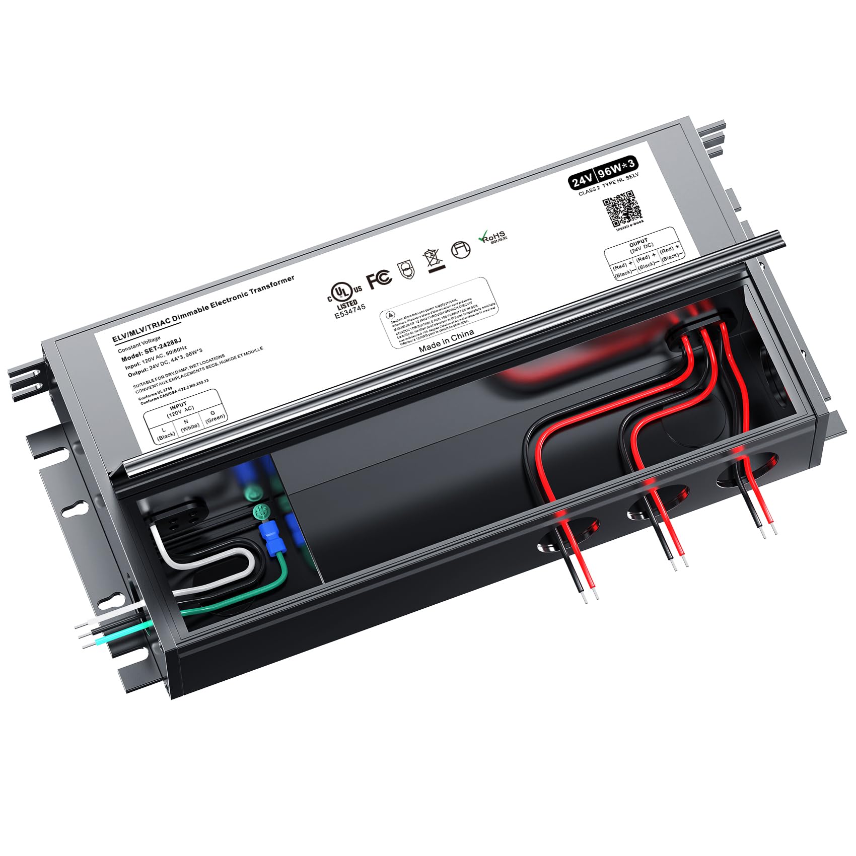 24V Dimmable Led Driver, 288W Triac Elv/Mlv Led Transformer Compatible With Lutron&Leviton Switches, Dimmable Led Power Supply 2
