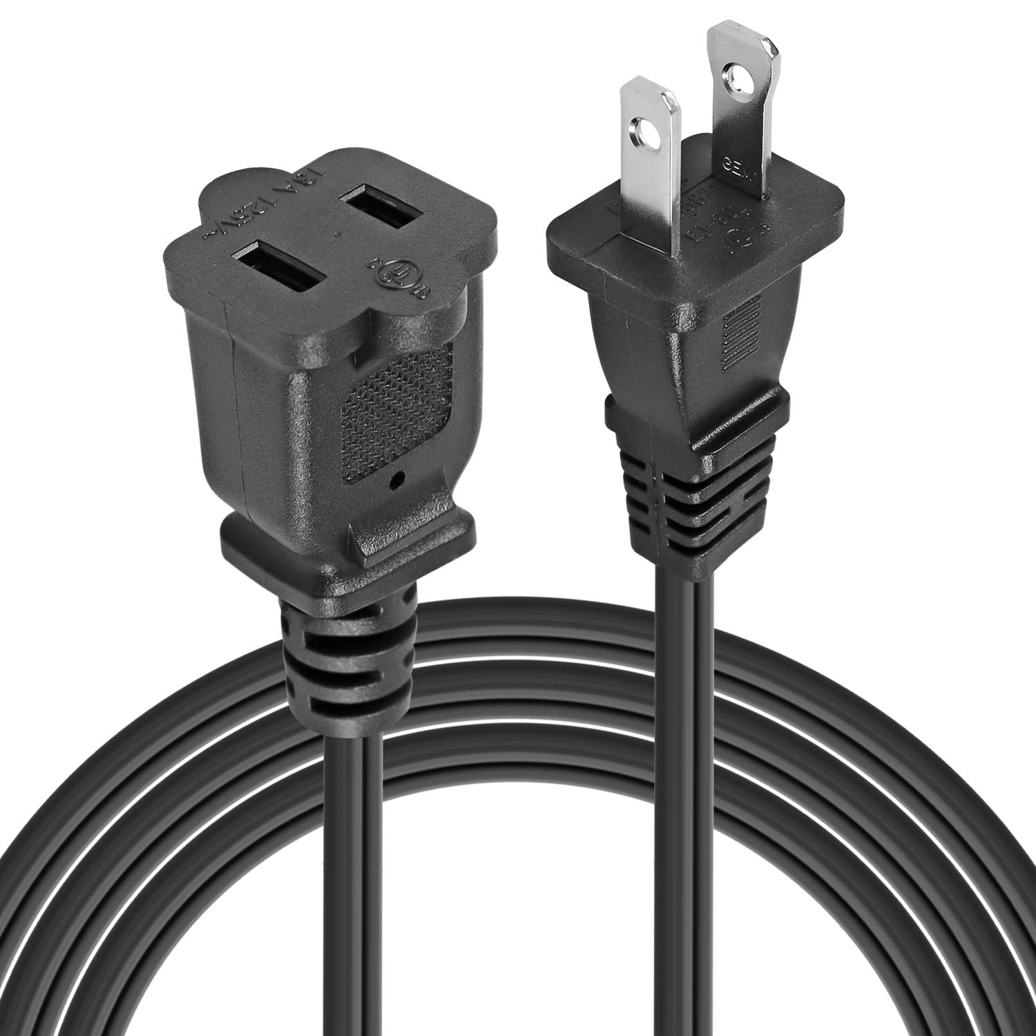 Vseer Polarized 2-Prong Male-Female Extension Power Cord Cable, Outlet Extension Cable Cord Us Ac 2-Prong Male/Female Power Cabl