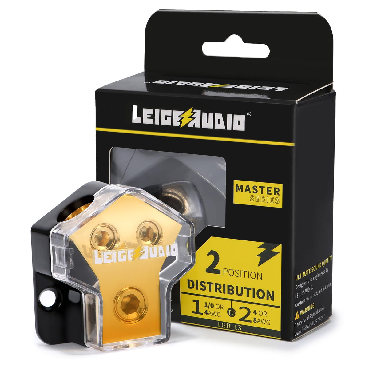 LEIGESAUDIO 0/2/4 Gauge in 4/8 Gauge Out 2 Way Amp Copper Power Distribution Block for Car Audio Splitter (1PACK)