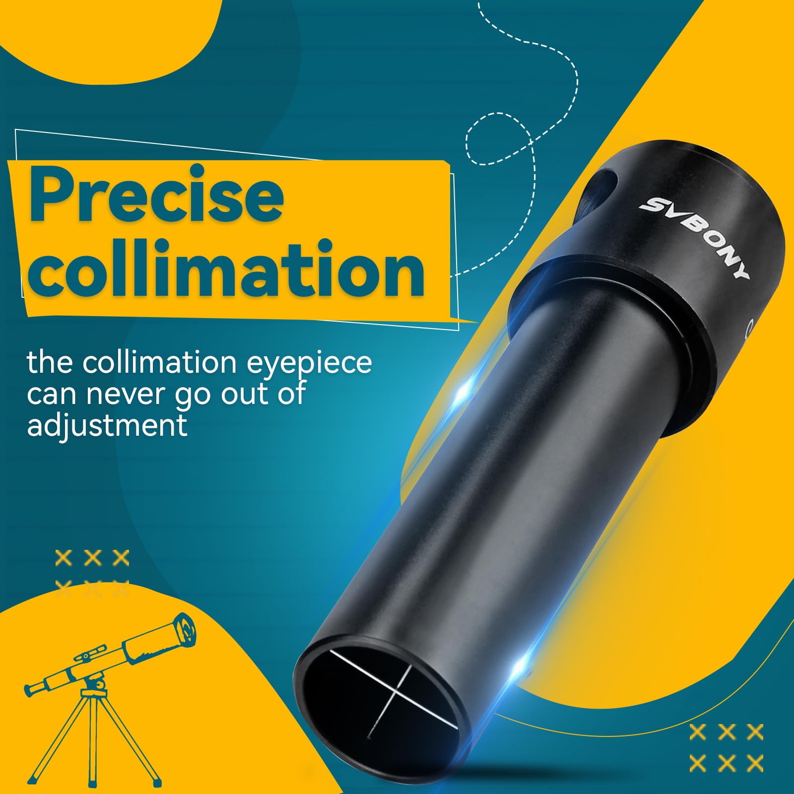 Svbony Sv197 Collimating Cheshire Eyepiece, 1.25 Inch Collimation Eyepiece, For Newtonian Reflector Telescope