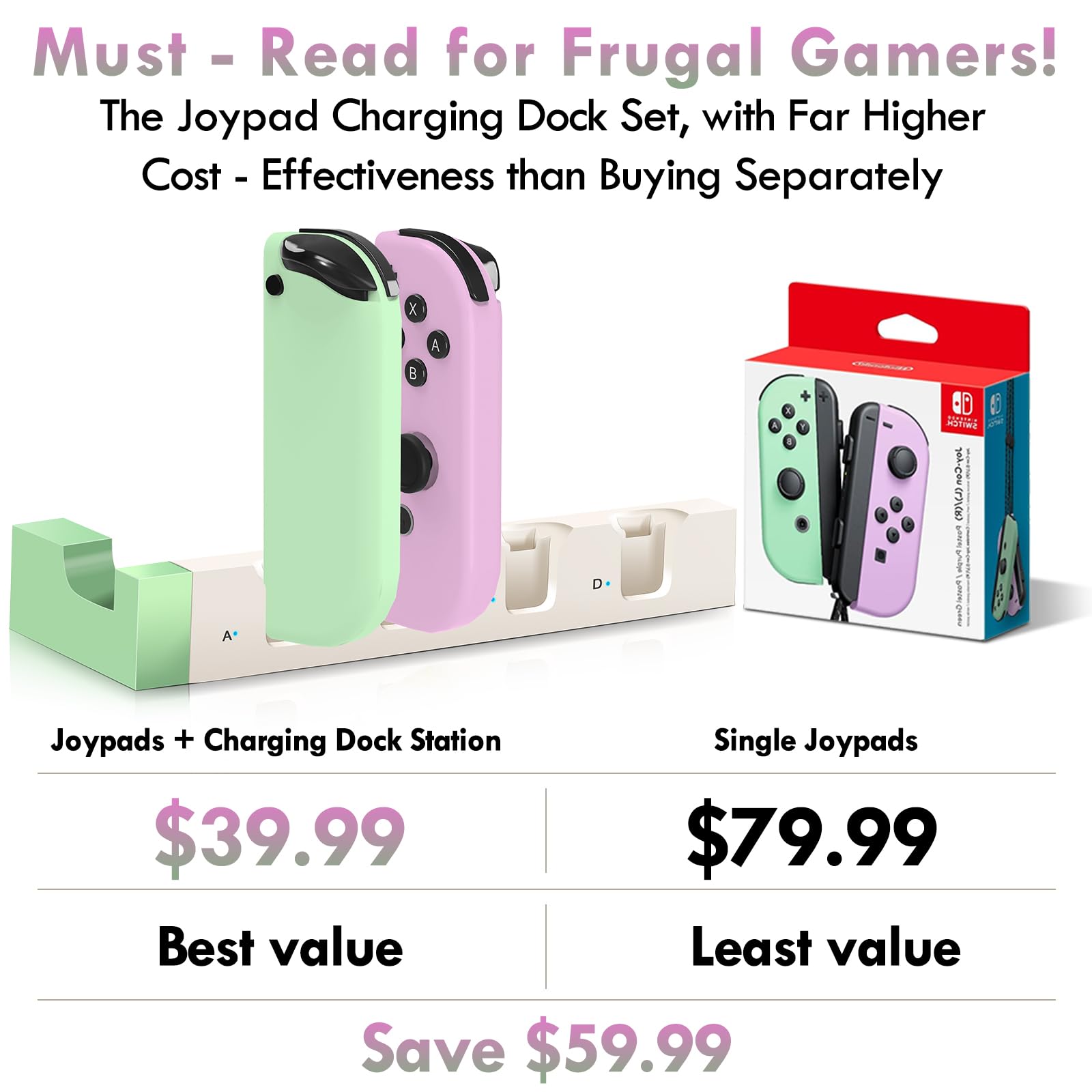 Switch Controller,Replacement For Switch/Oled/Lite,Includes Charging Dock For 4 Joypads, Supports Motion Control, Dual Vibration