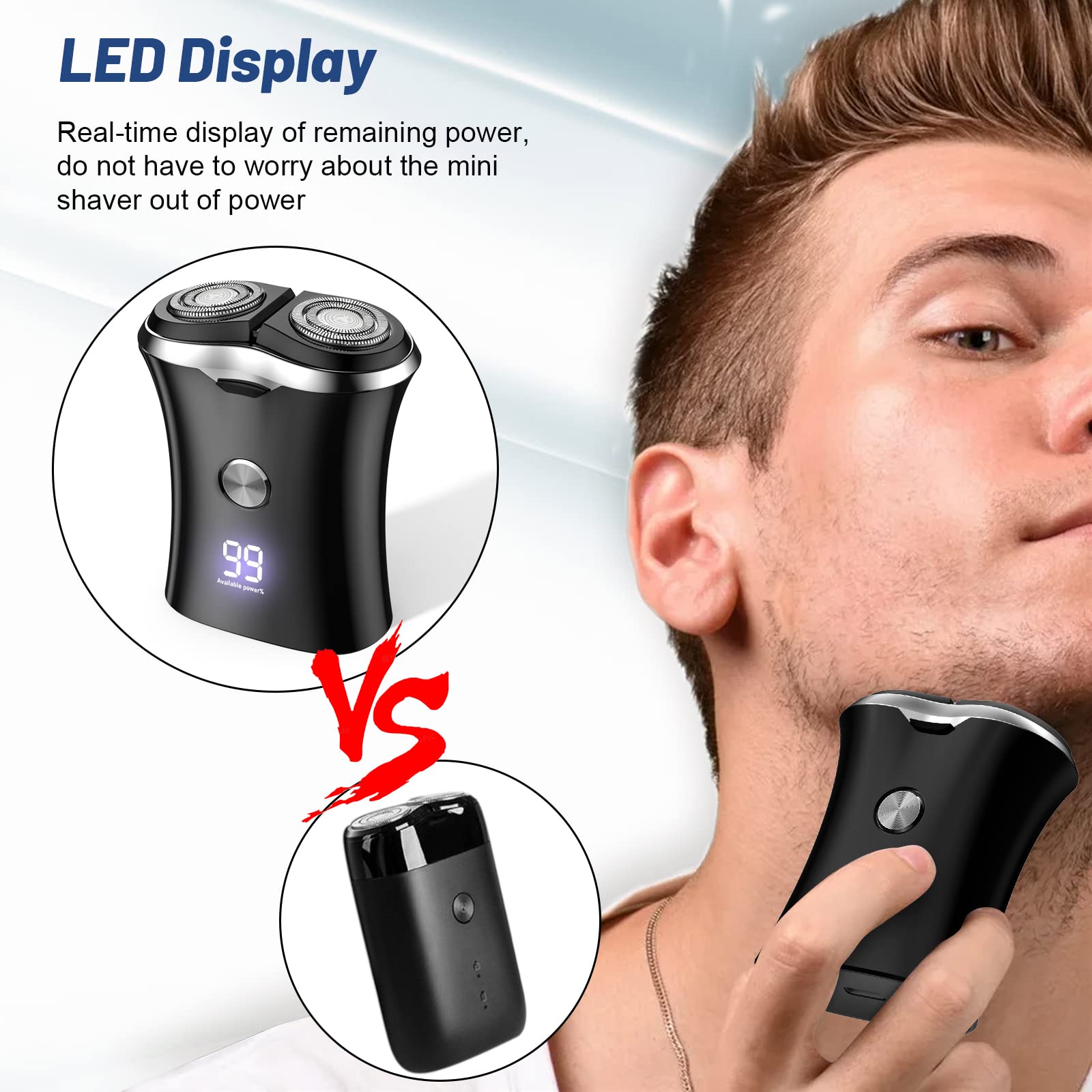 Mini Portable Electric Travel Shaver - Pocket Size Washable Usb Rechargeable Shaving Razor Cordless & Compact Small Rotary Shave