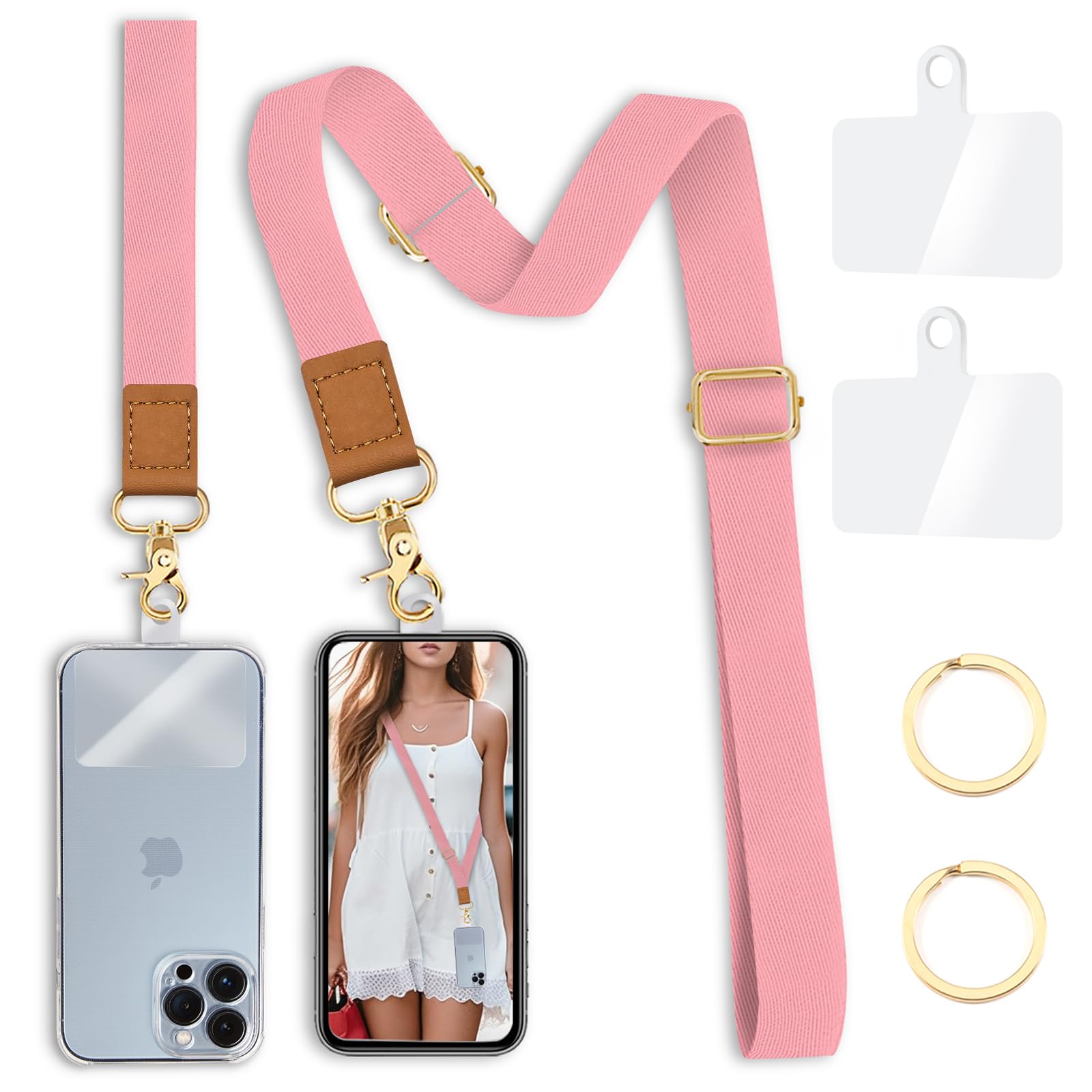 Yonlevres Phone Lanyard Crossbody Wrist Strap, Cell Phone Lanyards For Around The Neck Wristlet Adjustable Phone Strap, Solid Co