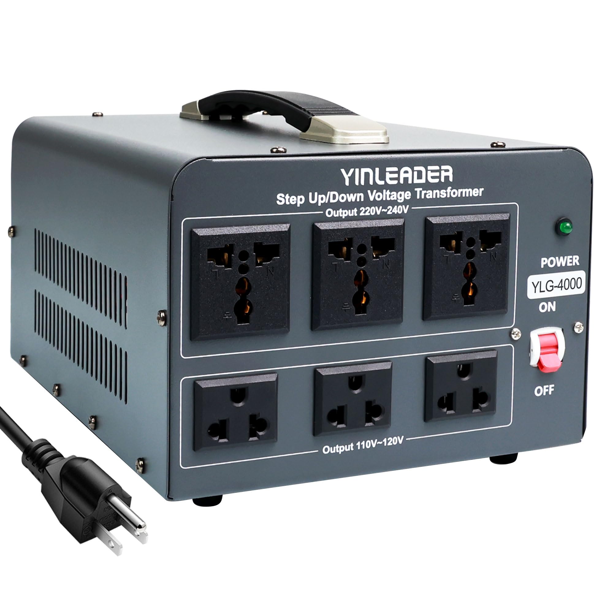 Yinleader 110V To 220V Voltage Converter Transformer 4000W Step Up/Down 110/120 220/240V With Us And Universal Outlet,Resettable