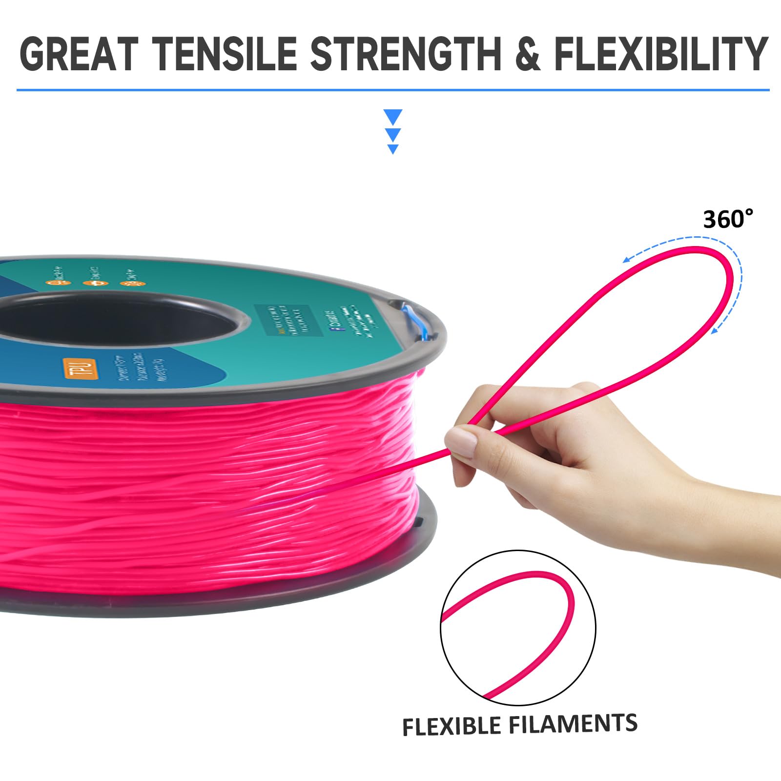Giantarm Pink Tpu Filament, 95A Tpu Filament 1.75Mm, Dimensional Accuracy +/  0.03, Flexible Soft 3D Printer Filament 1Kg Spool(
