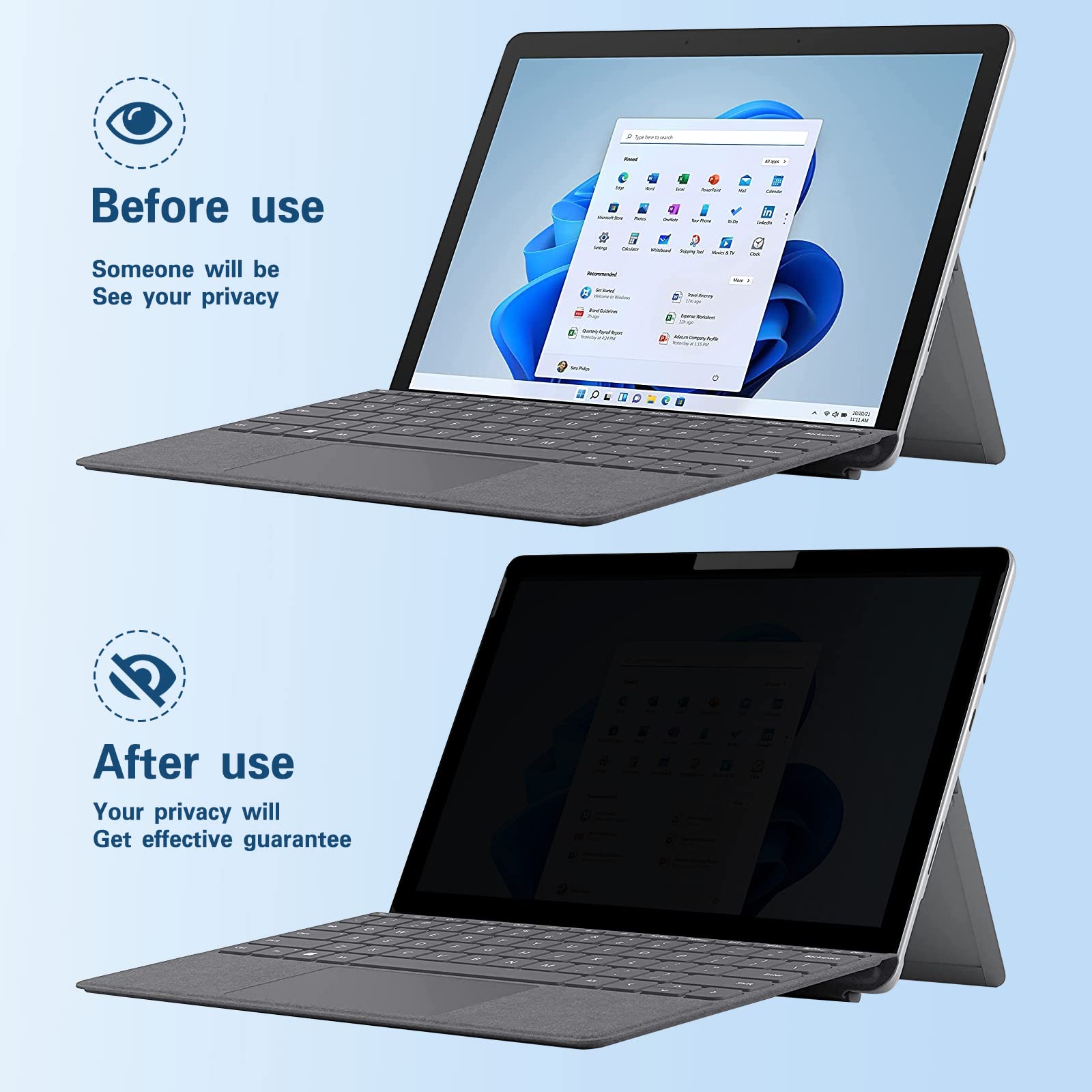 Privacy Screen Protector Compatible For Microsoft Surface Pro X,Surface Pro 8,Surface Pro 9,Surface Pro 10(Released In 2024) Ful