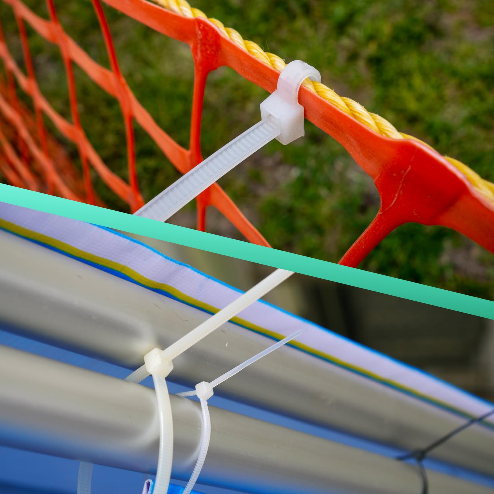 Kanemc 240Pcs Clear Cable Ties Mounts, 5.9'' Heavy Duty Zip Ties 120Pcs + 3/4'' Adhesive Cable Holders 120Pcs, Self Locking Nylo