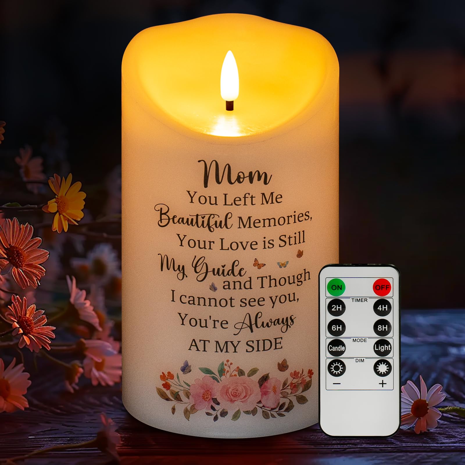 Hn Haiinaa Memorial Candle, Real Wax Led Light With Remote Control, Sympathy Gift For Loss Of Loved One Or Mother, 4'' X 7''