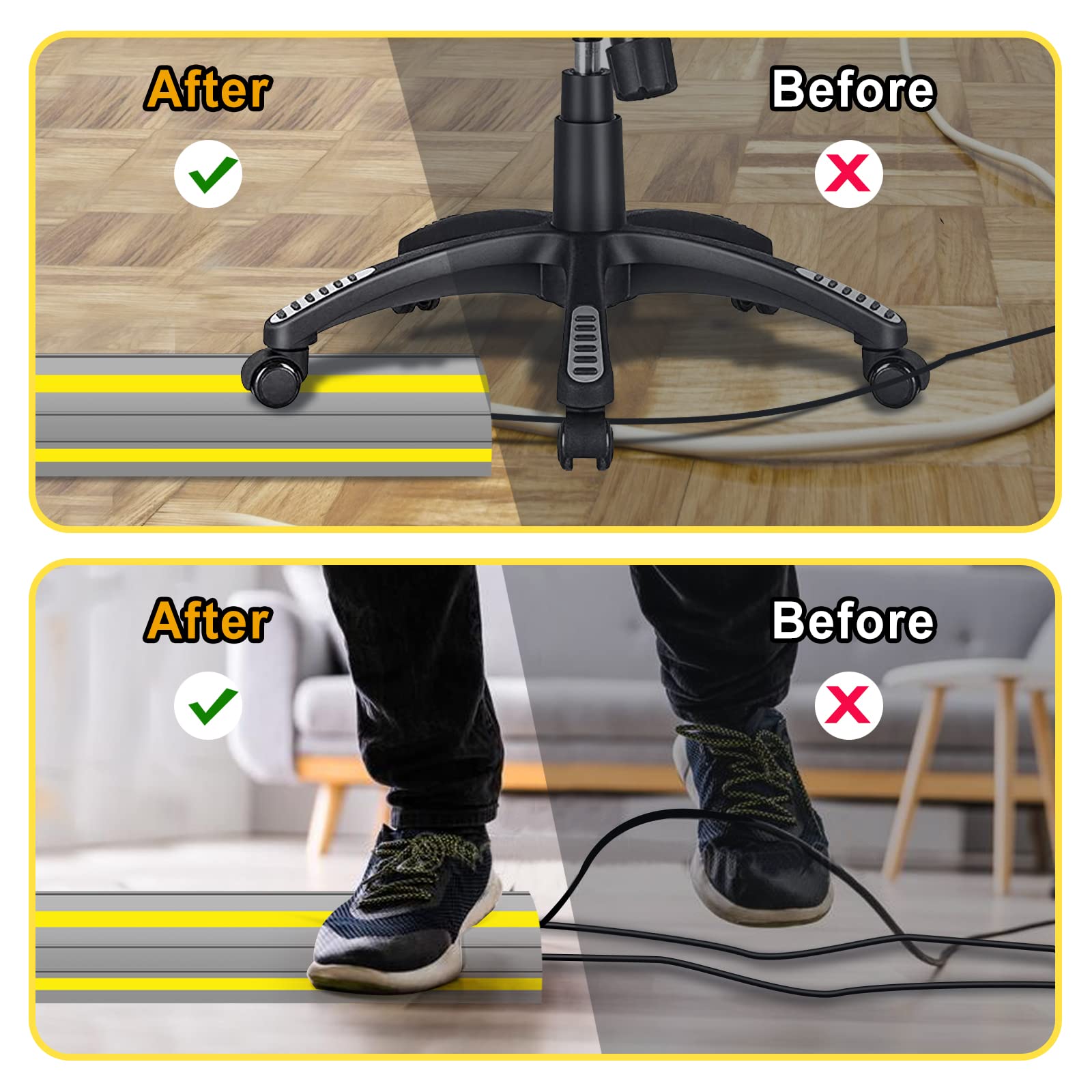 Eapele Floor Cable Cover Protector,Heavy Duty Pvc Duct Easy To Unroll,Prevent Cable Trips And Protect Wires,Perfect For Home Off