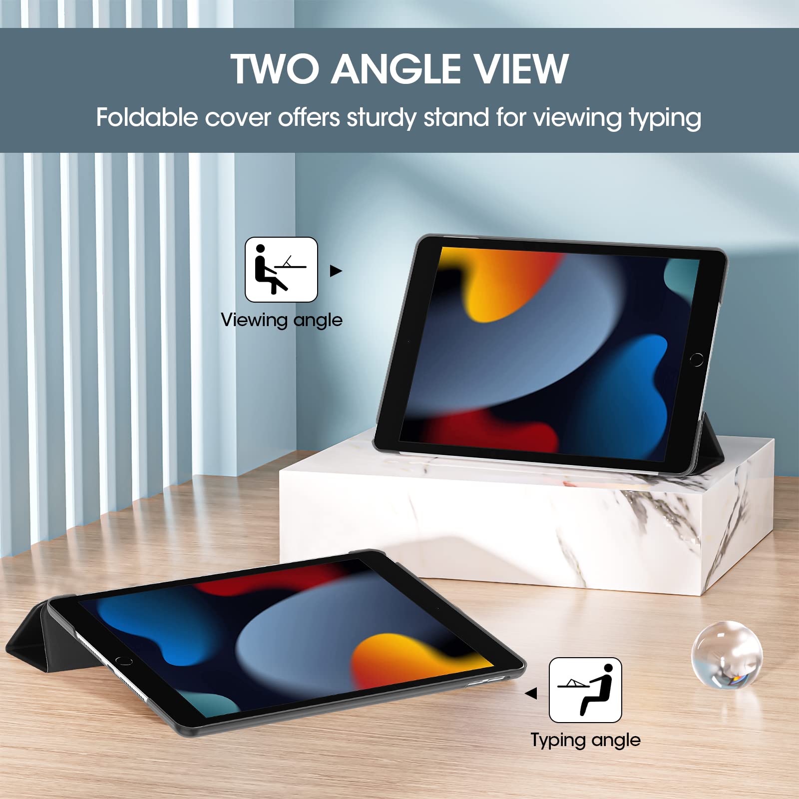 Procase For Ipad 9Th Generation 2021/ Ipad 8Th Generation 2020/ Ipad 7Th Generation 2019 Case, Ipad 10.2 Case Ipad Cover 9Th Generation  Shadowblack