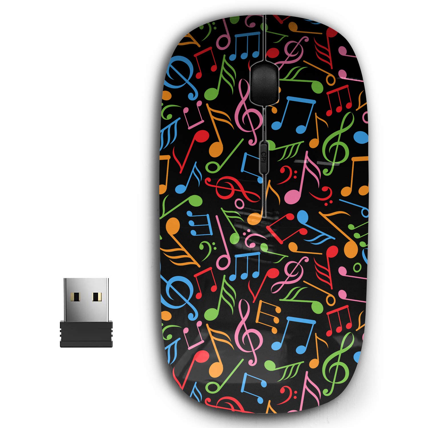 Kawamouse 2.4G Ergonomic Portable Usb Wireless Mouse For Pc, Laptop, Computer, Notebook With Nano Receiver (Music Notes)