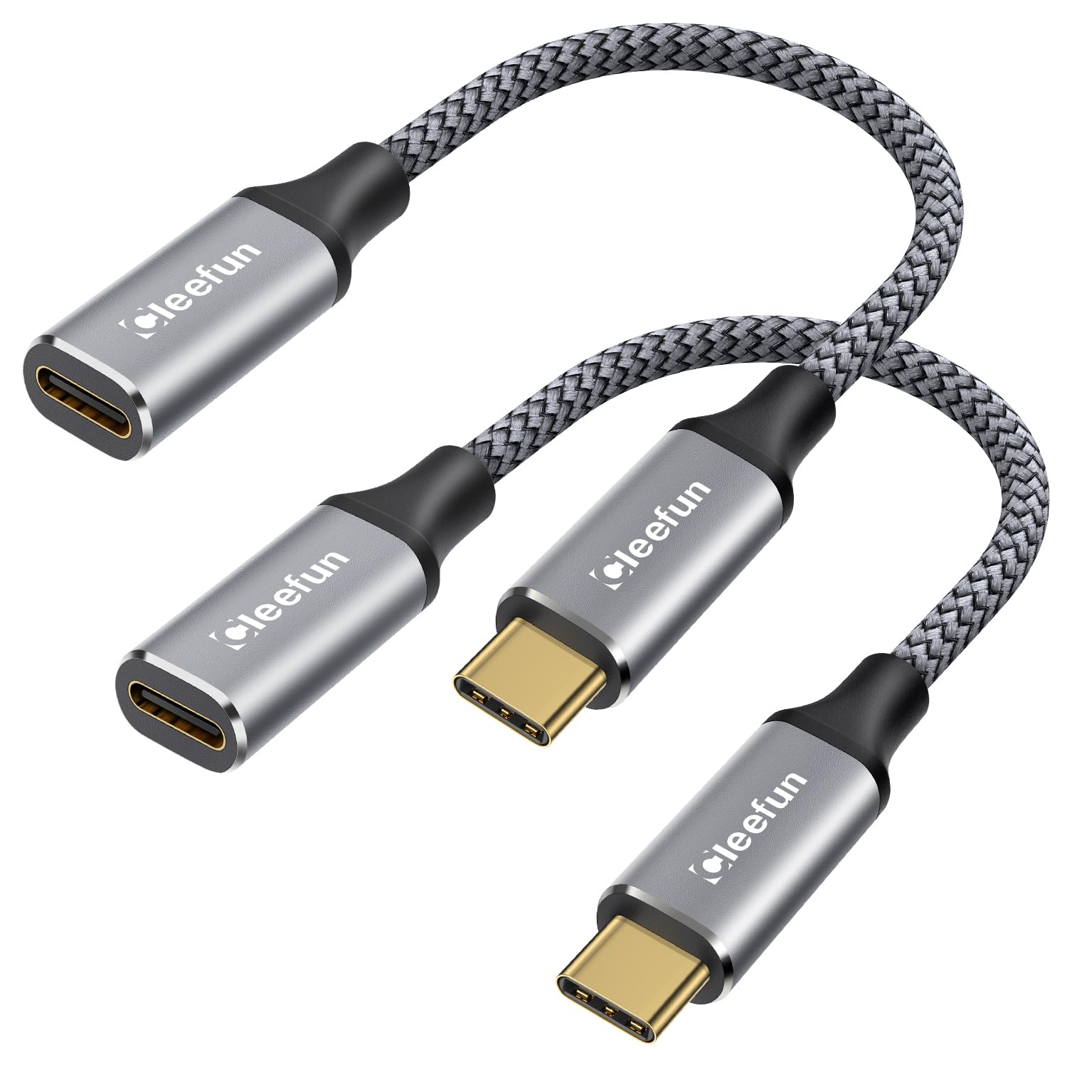 Cleefun Short Usb C Extension Cable (1Ft, 2 Pack), Usb C 3.2 Male To Usb C Female Cable, 10Gbps Data & 4K Video Sync Transfer Usb C Extender Cable 100W Fast Charging For Usb C Hub Laptop Tablet Phone