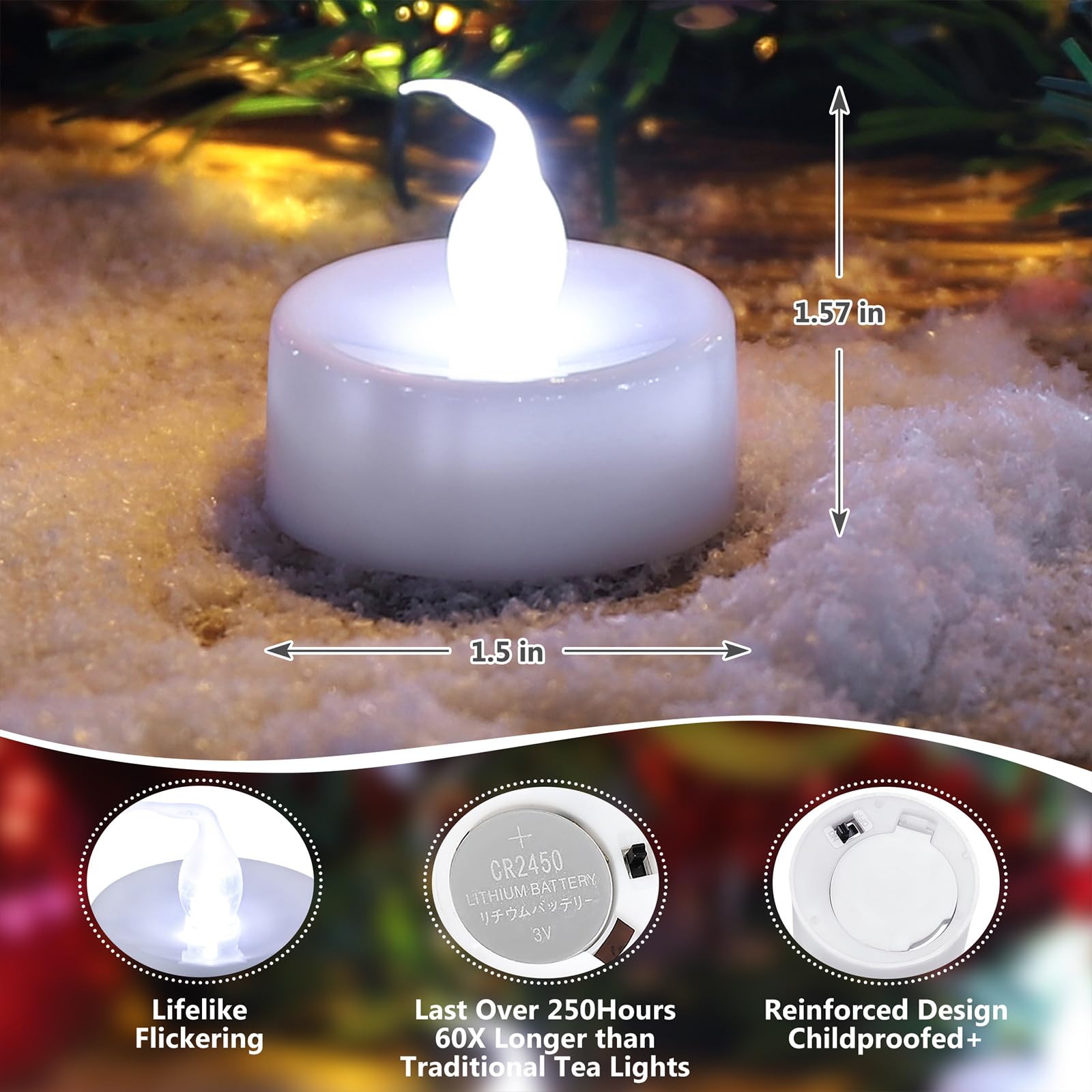 Topstone Remote Controlled Led Tea Light,White Flickering Bulb,Long Lasting Battery Operated Led Votive Candle With Timer,Pack O