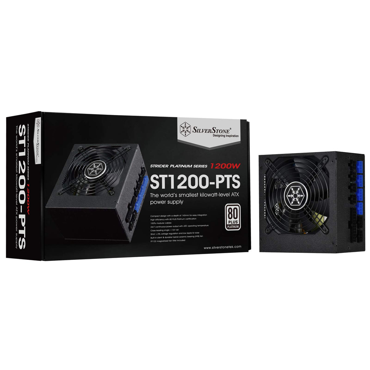 1200W, ATX, single +12V rails with 100A output, Silent 120mmFan with 18dBA, efficiency 80Plus Platinum certification, fully modu