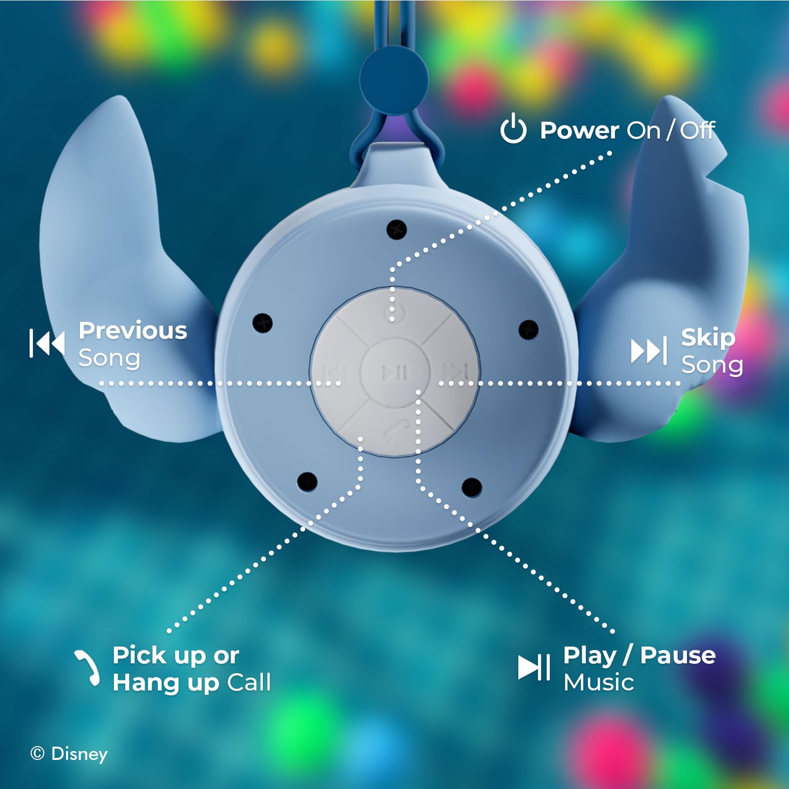 Ijoy Disney Lilo And Stitch Bluetooth Shower Speaker With Suction Cup - Ipx4 Rated Water Resistant Stitch Speaker For Shower, Ba