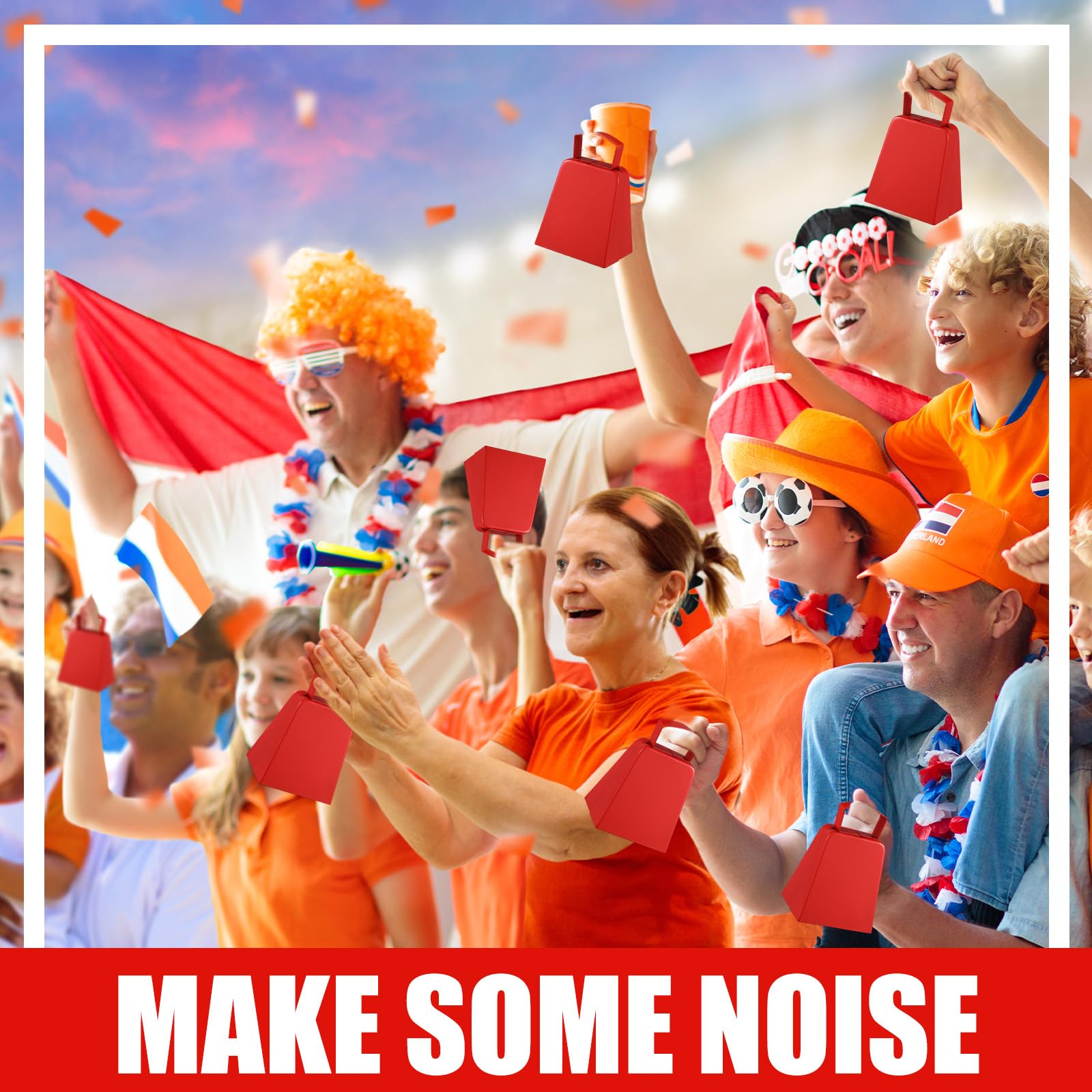 Boao 12 Pack Metal Cowbells With Handle 4 Inch Cow Bells Noise Makers Hand Percussion Cowbells Loud Cheering Bells For Sporting