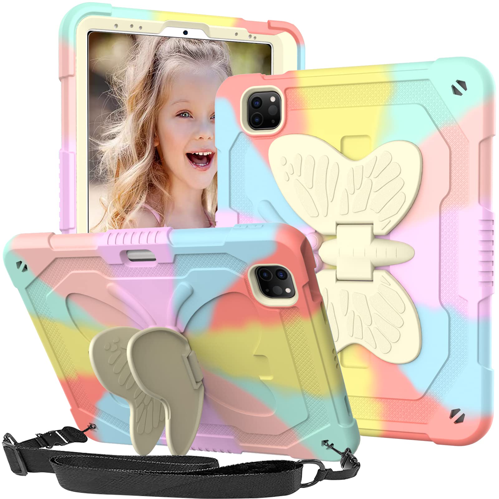 Hogenl For Ipad Pro 11 Inch Case For Kids Girl With Pencil Holder,For Ipad Air 5Th/4Th Generation Case 10.9'' With Butterfly Sta