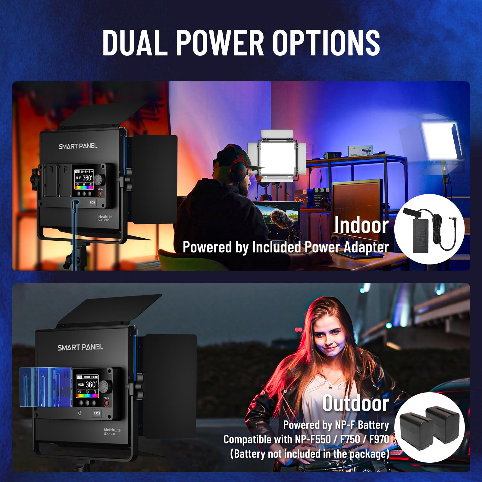 Mettlelite Spl210C Rgb Led Video Light With App Control, 360 Full Color Rgb Panel Light, 2800K 8000K, Cri/Tlci 97+, 10 Scenes, P