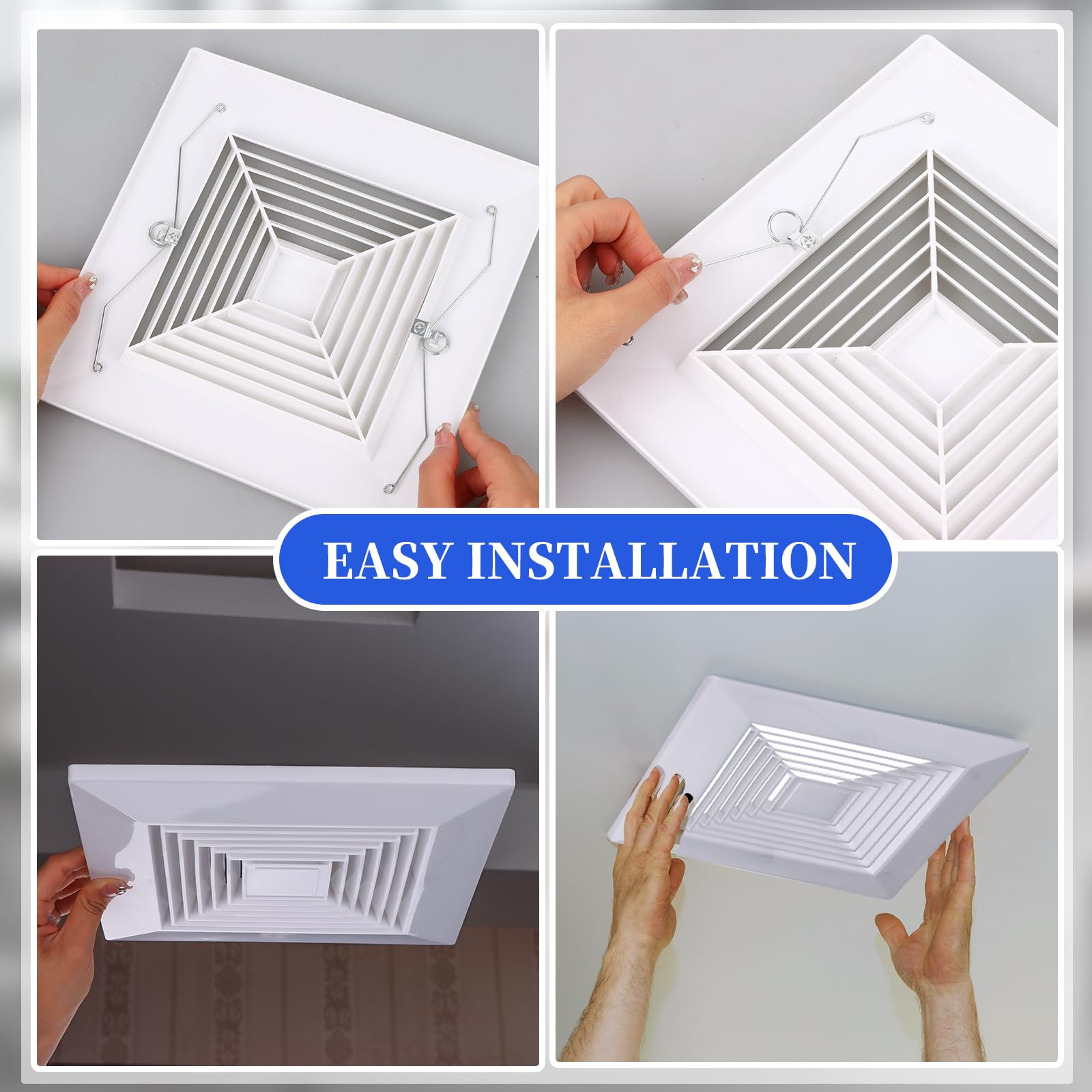 Mkhaslri 4 Pcs Exhaust Bathroom Ceiling Fan 12 X 12 Inch Grille With Springs Plastic Replacement Vent Cover Wall Mount Bathroom