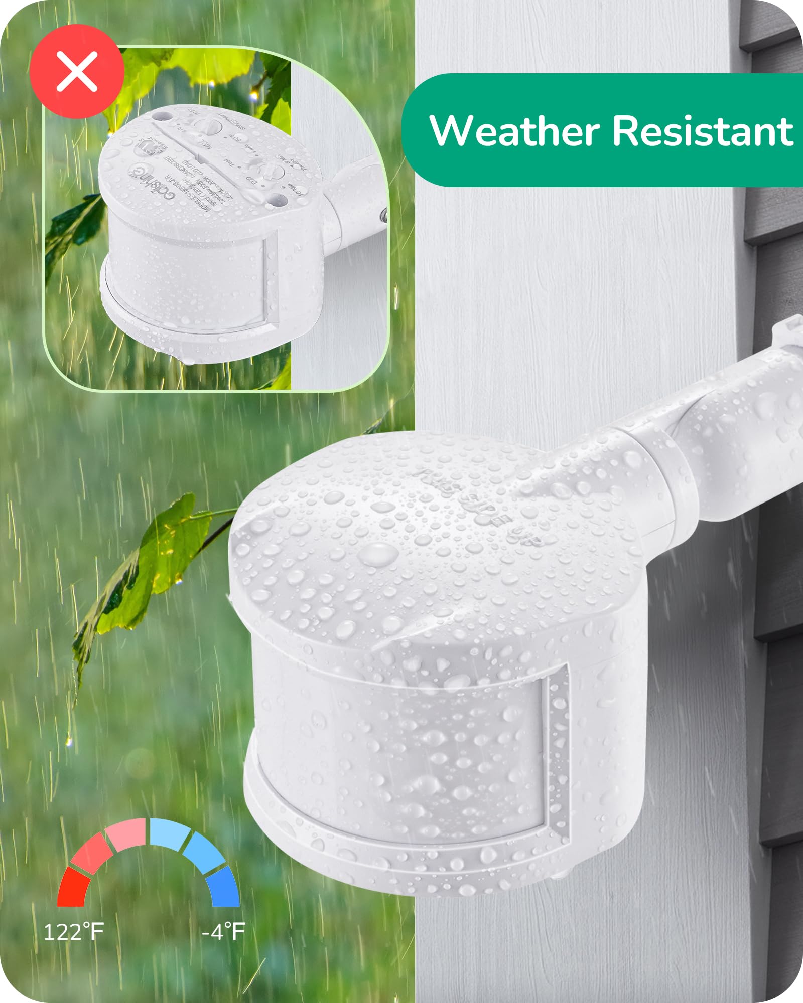 Edishine 180 Degree Motion Sensor, Automatic Dusk To Dawn, 120V Ac Motion Pir Sensor, Adjustable Delay Time & Detection Range, R