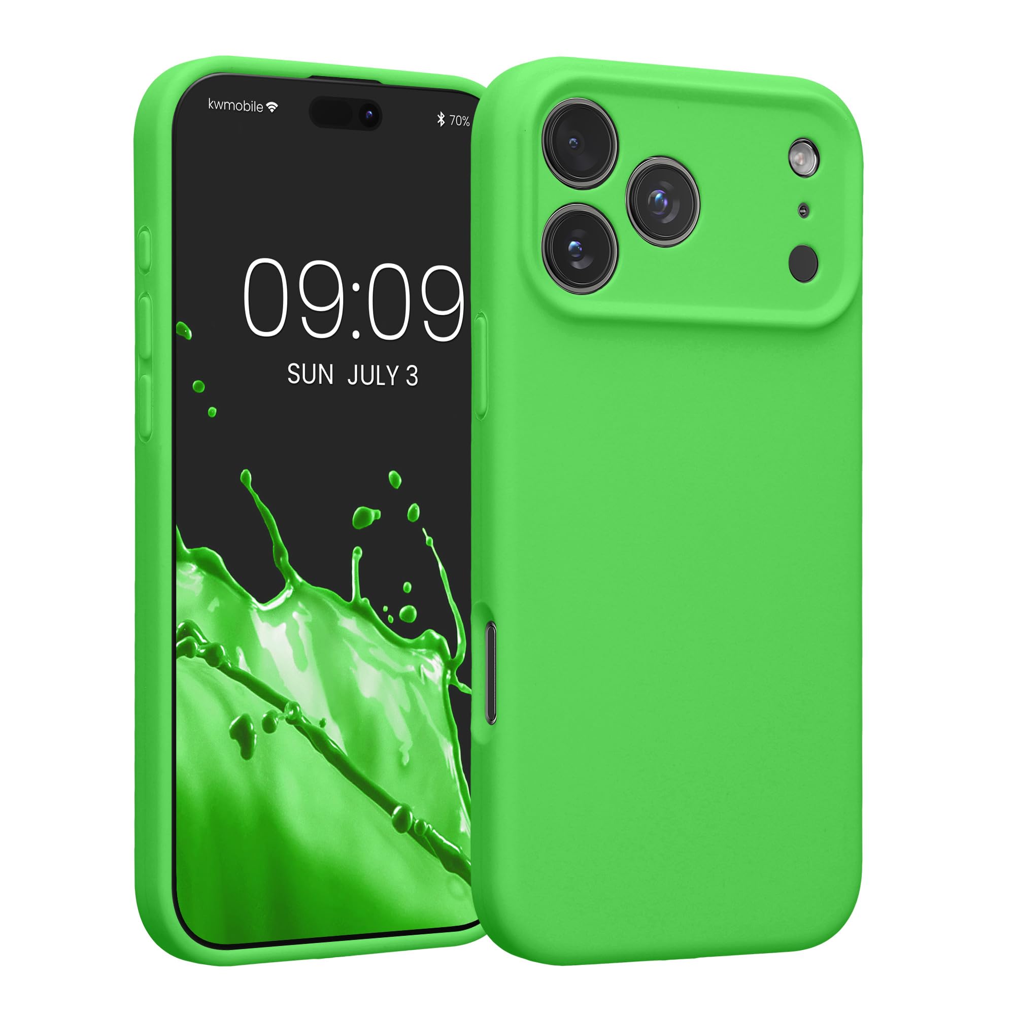 kwmobile Case Compatible with Apple iPhone 17 Pro Max Case - Slim TPU Silicone Phone Cover - Soft Touch Finish - Lime Green