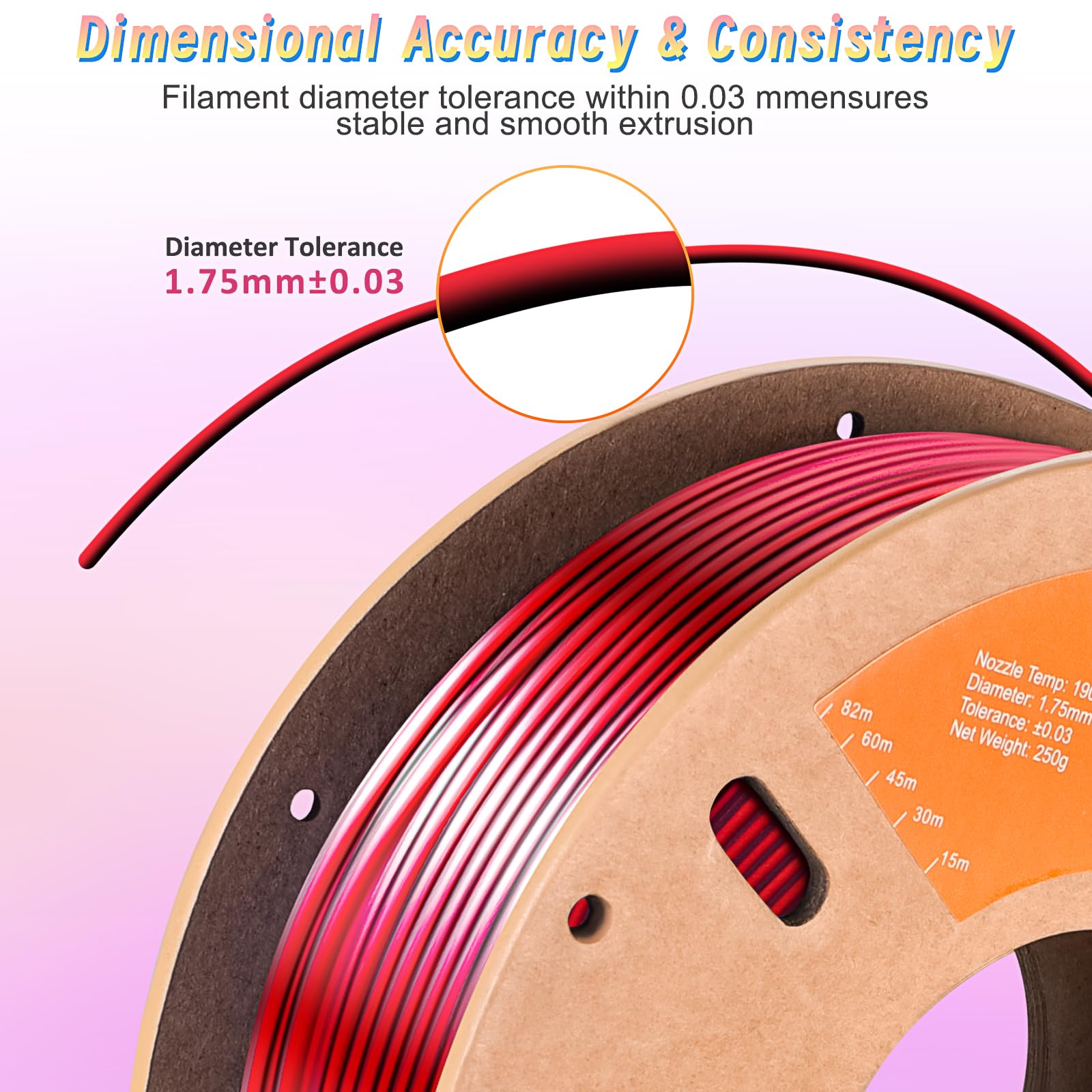 Eryone Silk Dual Color Pla Filament 3D Printer 1.75Mm +/- 0.03Mm, Bicolor Filament Two Tone Pla 250G(0.55Lbs) Cardboard Spool, B