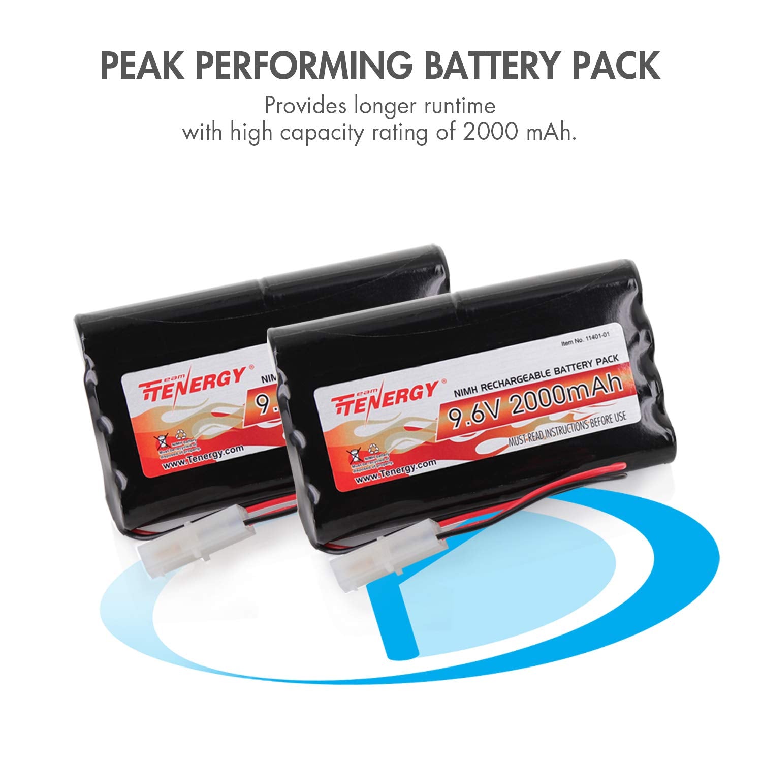 Tenergy 9.6V Flat Nimh Battery Packs For Rc Car, High Capacity 8 Cell 2000Mah Rechargeable Battery Pack, Replacement Hobby Batte