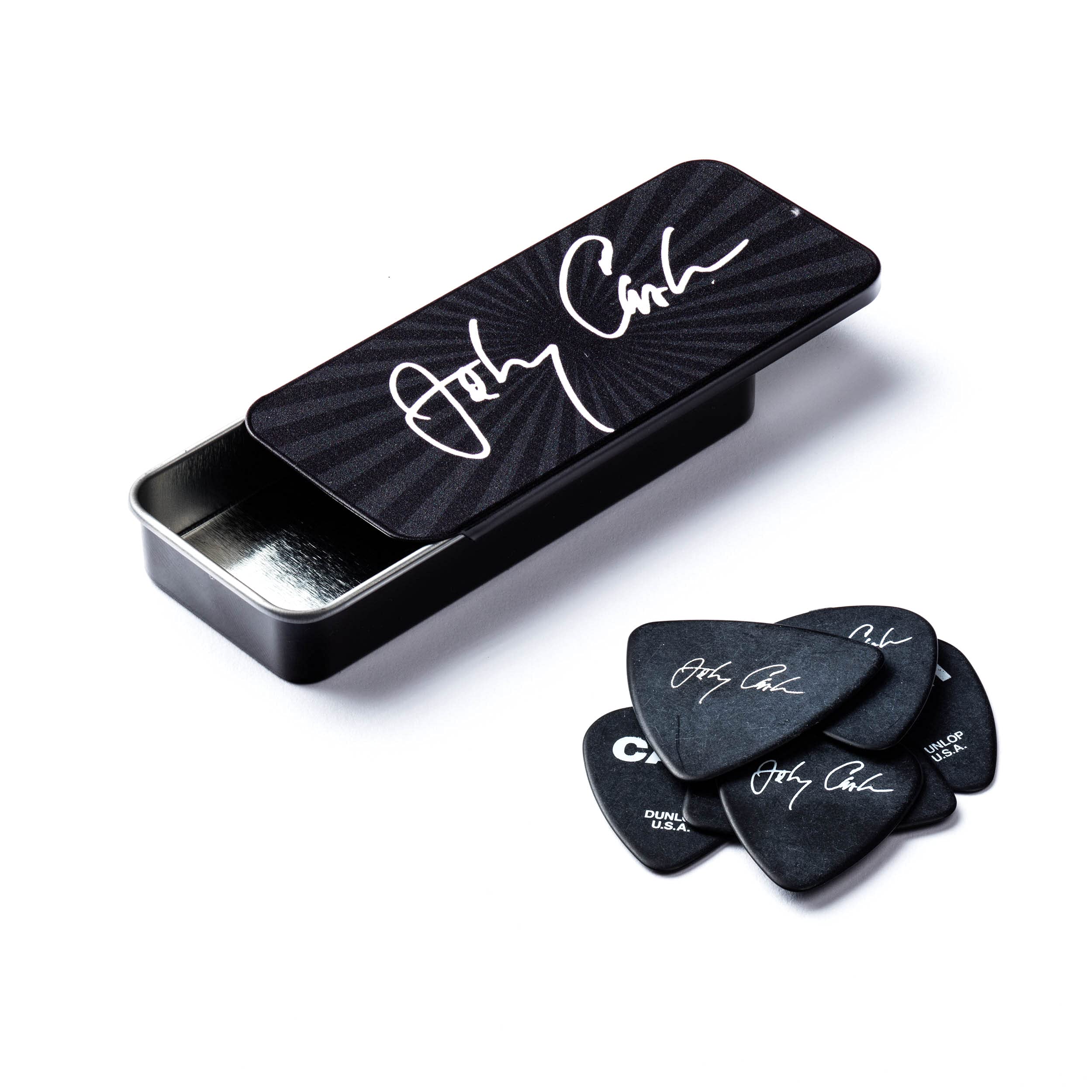 Jim Dunlop Medium 6 Johnny Cash Signature Pick Tin (26903152301)
