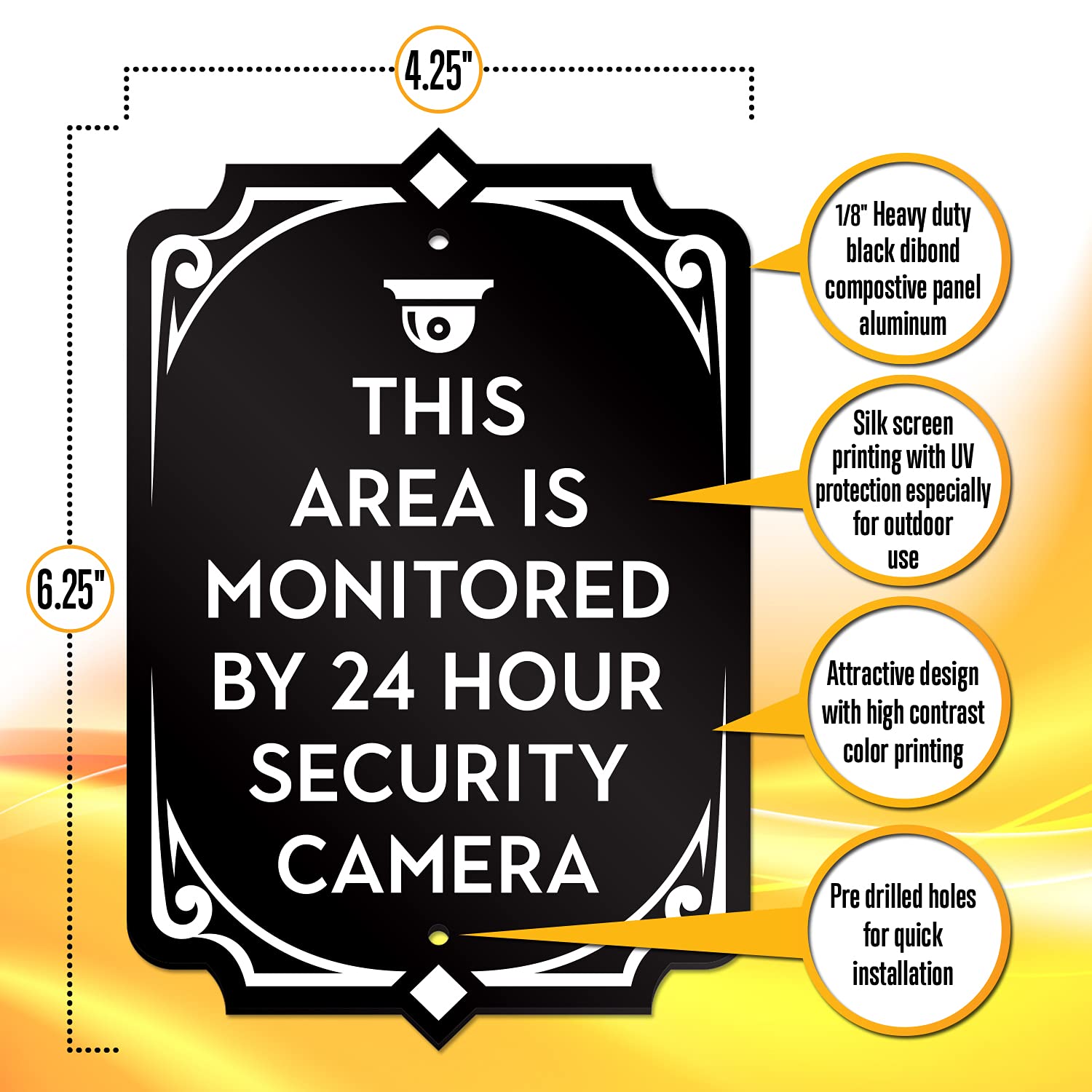 Signseries Security Door Signs   Polite Surveillance Warning, House Sign   Mounting Hardware Included, Easy Installation On Wall