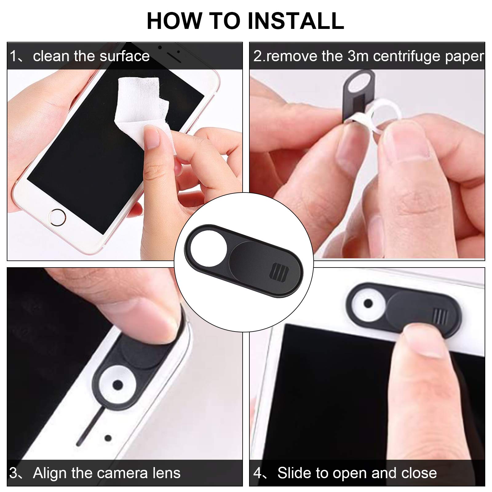 Natipo Laptop Camera Cover Slide, 2.0 Ultra Thin Webcam Cover Slide Compatible For Laptop Table Apple Macbook Ipad Pro Imac Cell