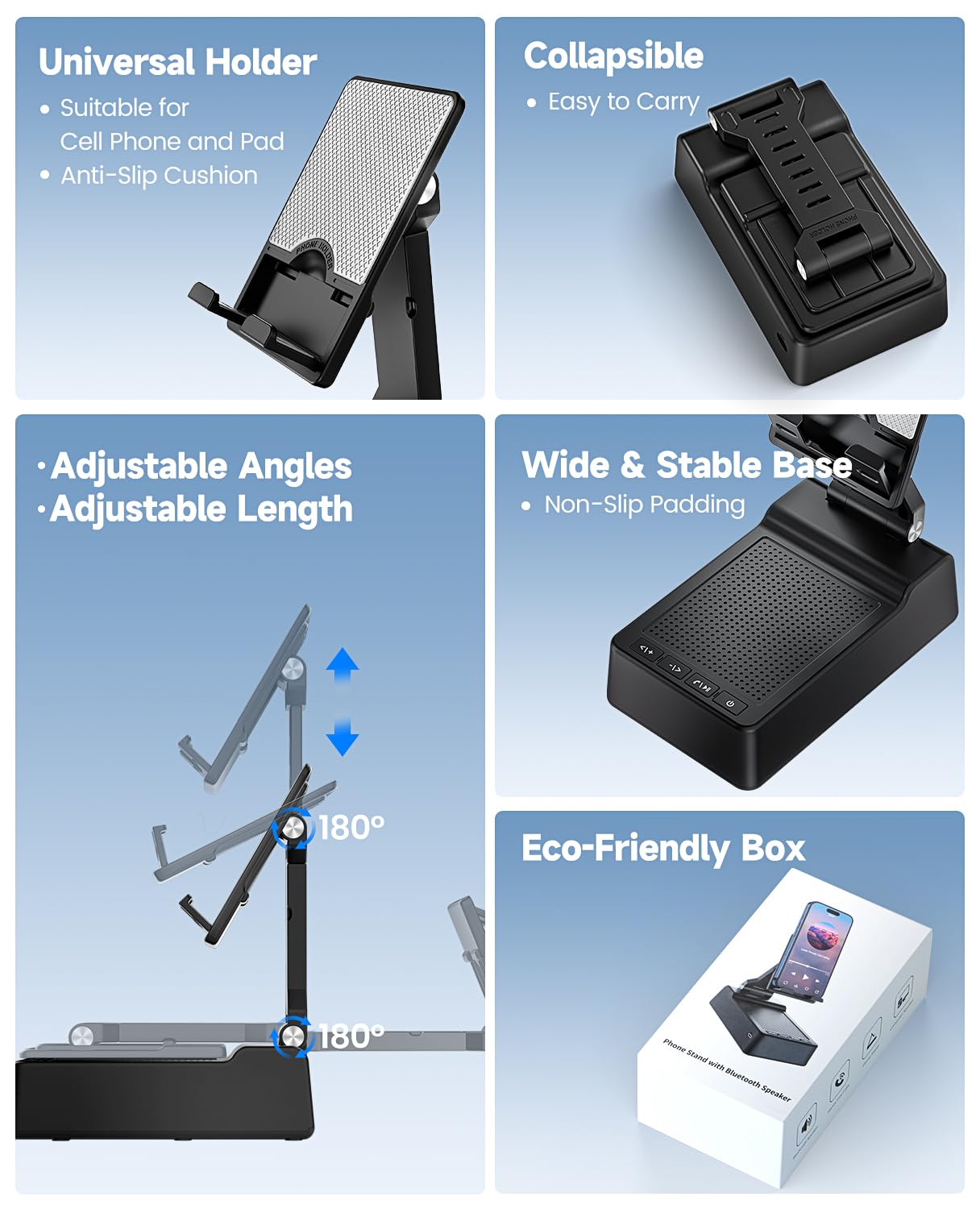 Gifts For Men Women, Phone Stand With Bluetooth Speaker, Hd Surround Sound Speaker, Compatible With All Iphone/Android Phones Ip