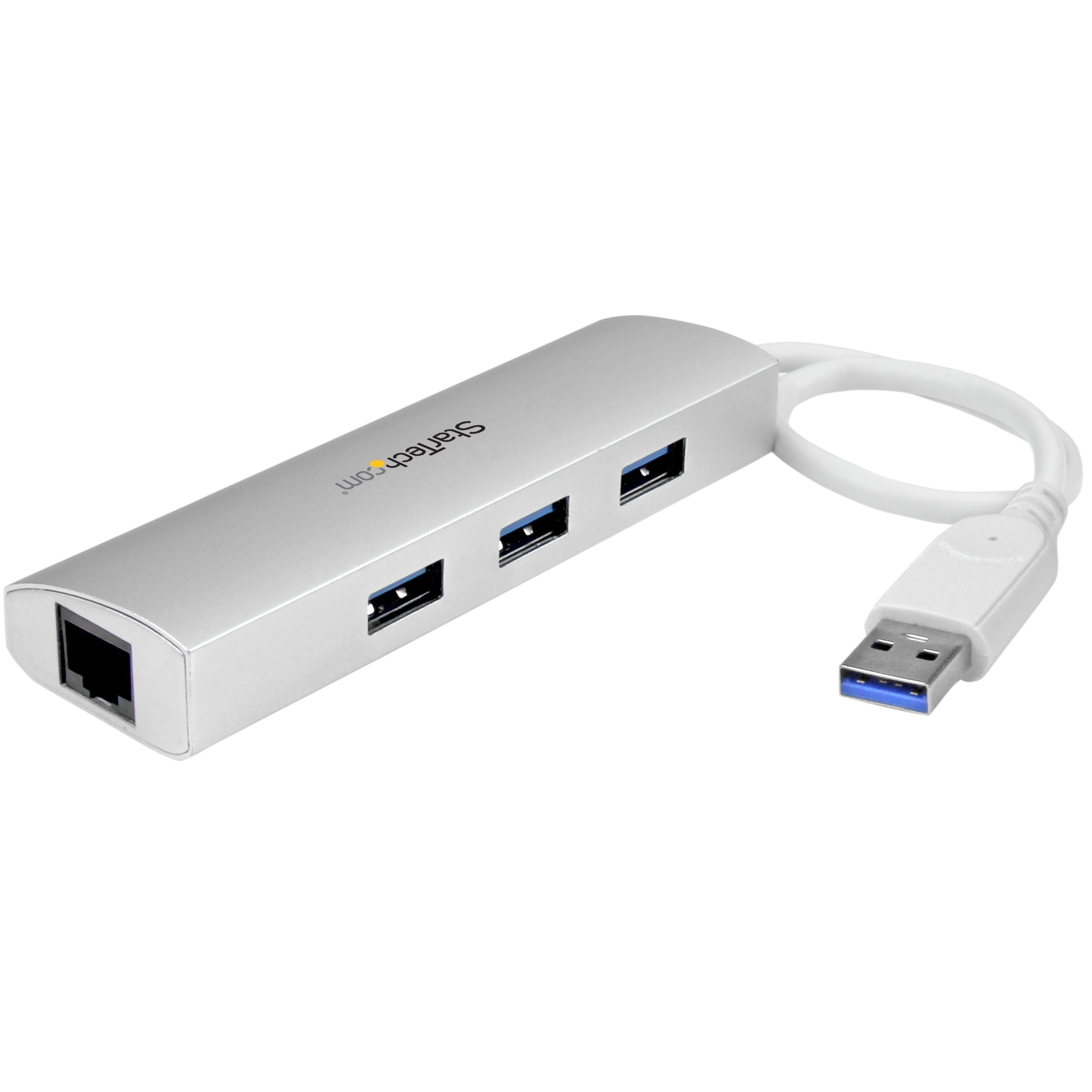 Startech.Com 3 Port Usb Hub With Ethernet, 3X Usb A Ports, Gigabit Ethernet, Usb 3.2 5Gbps, Bus Powered, Portable Laptop Hub