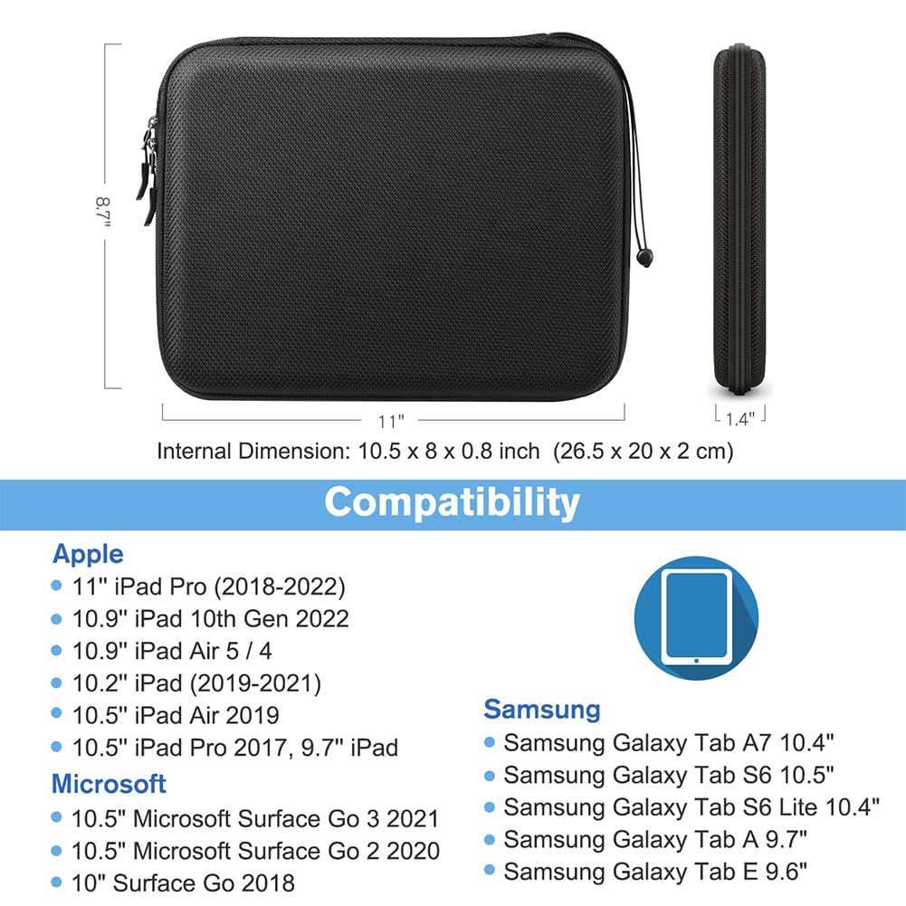 Finpac Hard Tablet Sleeve Case For 11 Inch Ipad Air M2 2024, Ipad Pro M4 2024, Ipad Pro 4Th/3Rd,10.9 Inch Ipad Air 5/4, Tablet Carrying Sleeve For 10.9 Ipad 10Th, 10.2 Ipad 9/8/7, Surface Go (Black)