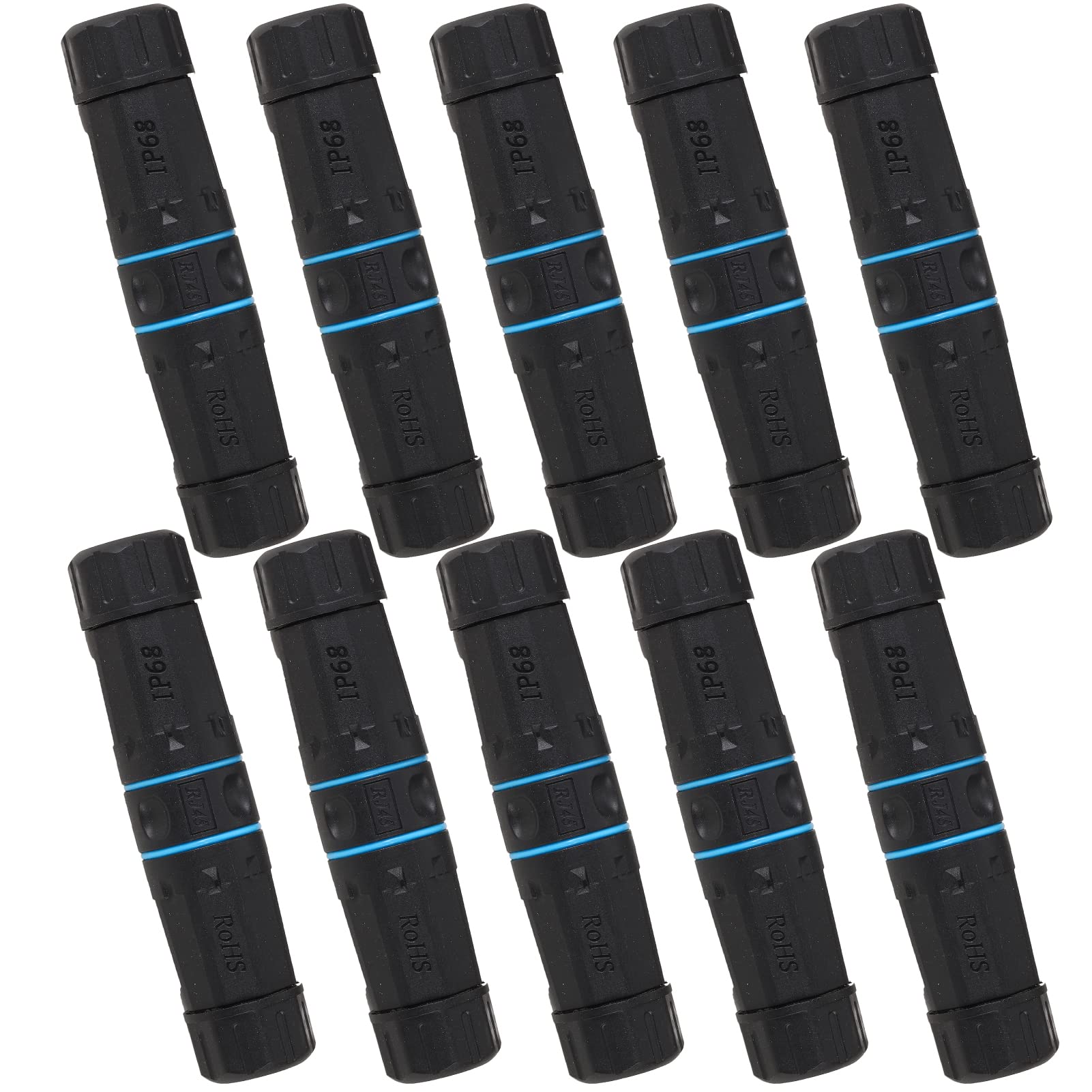 ANMBEST 10PCS M23 Shielded RJ45 Waterproof Cat5/5e/6 8P8C Connector IP67 Ethernet LAN Cable Connector Double Head Outdoor LAN Co