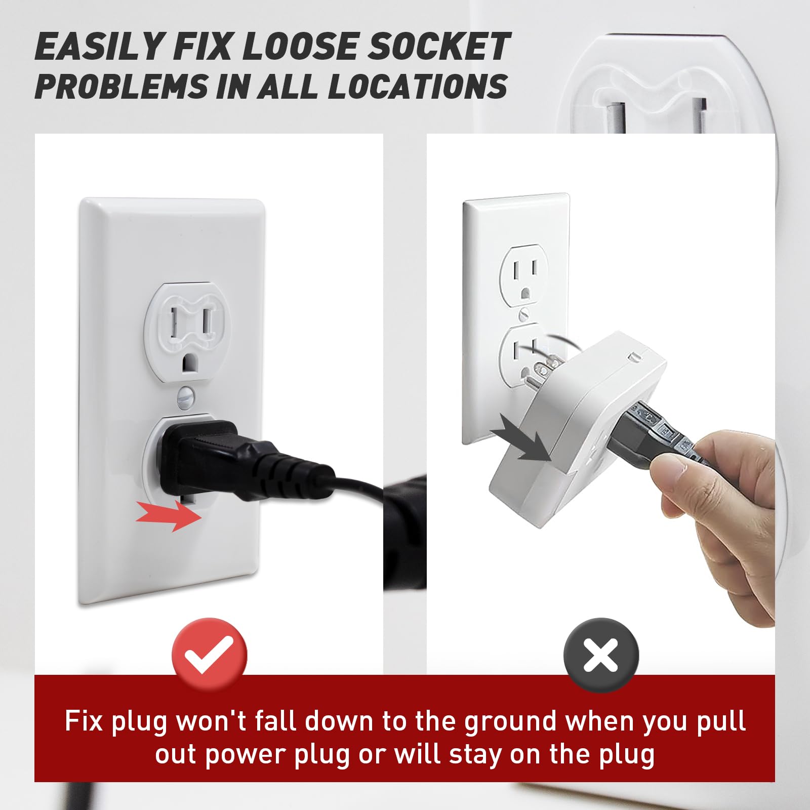 15 Pack Loose Outlet Fix Plug   Ensure Secure Connection For Power Plugs   Socket Extender Prevents Loose Socket Issues   Easily