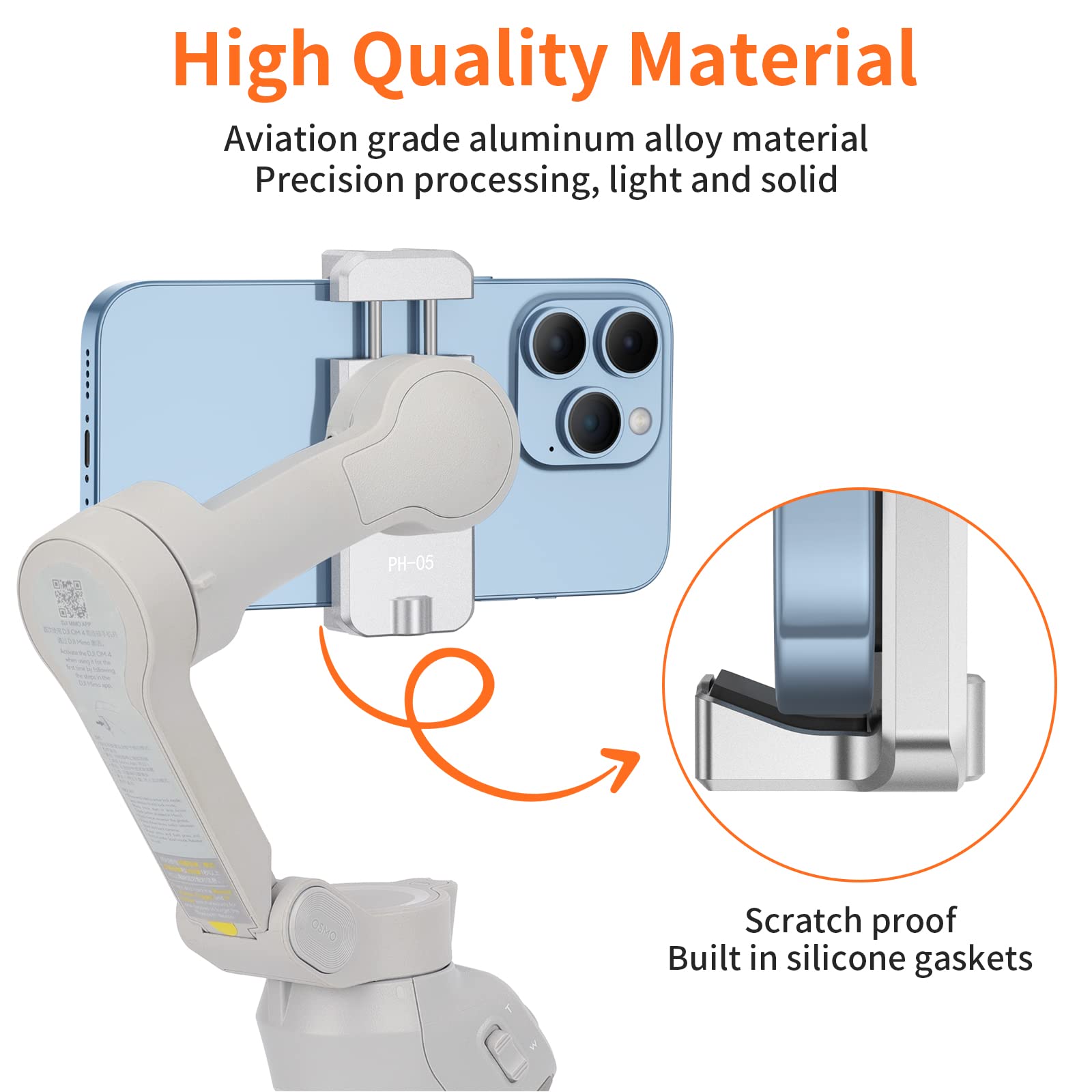 Uurig Magnetic Cell Phone Clamp For Dji Om, Phone Tripod Mount, Handheld Gimbals Magnetic Ring Holder For Dji Osmo 5/Om 4 Se Accessories