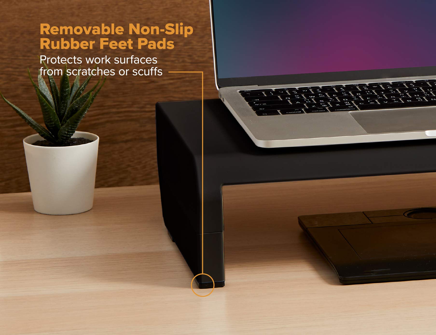 Bostitch Office Konnect Adjustable Monitor Stand Riser, 4 Height Adjustments, Built In Cable Management, Rubber Feet   Black