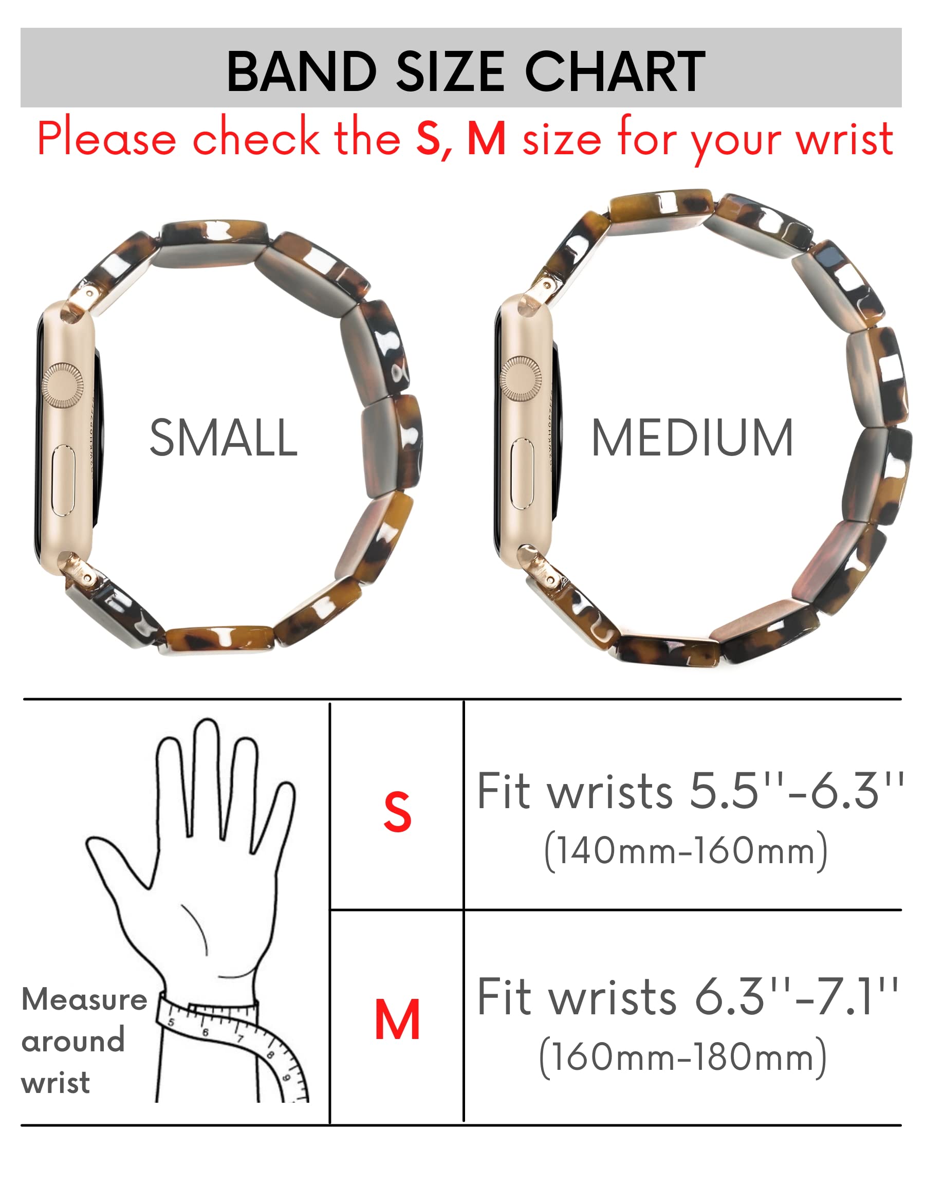 Heesch Tortoise Shell Watch Band For Apple 40Mm For Women Resin Stretchy Watch Strap Bracelet For Apple Watch Series 7 Band For